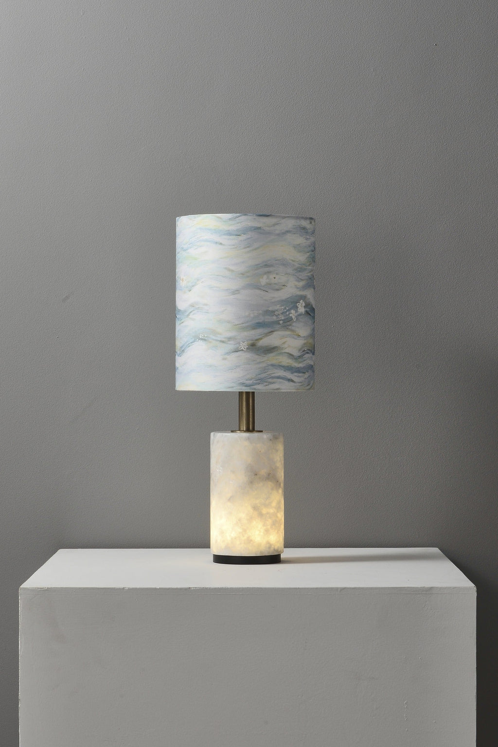 W&F Collection | Brazilian Natural Stone Table Lamp with Fabric Shade