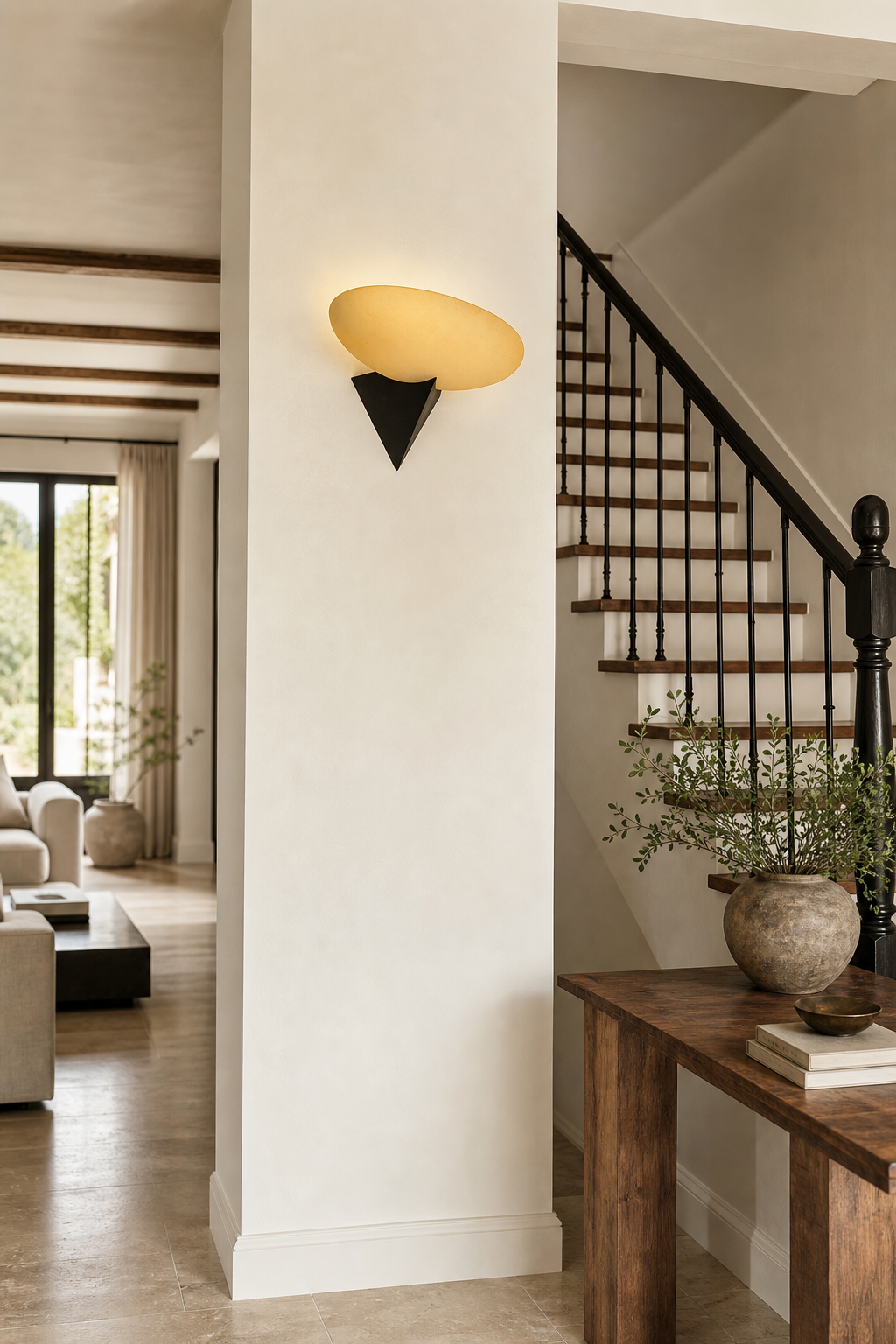 W&F Collection | Asymmetric Acid-Washed Glass Wall Sconce
