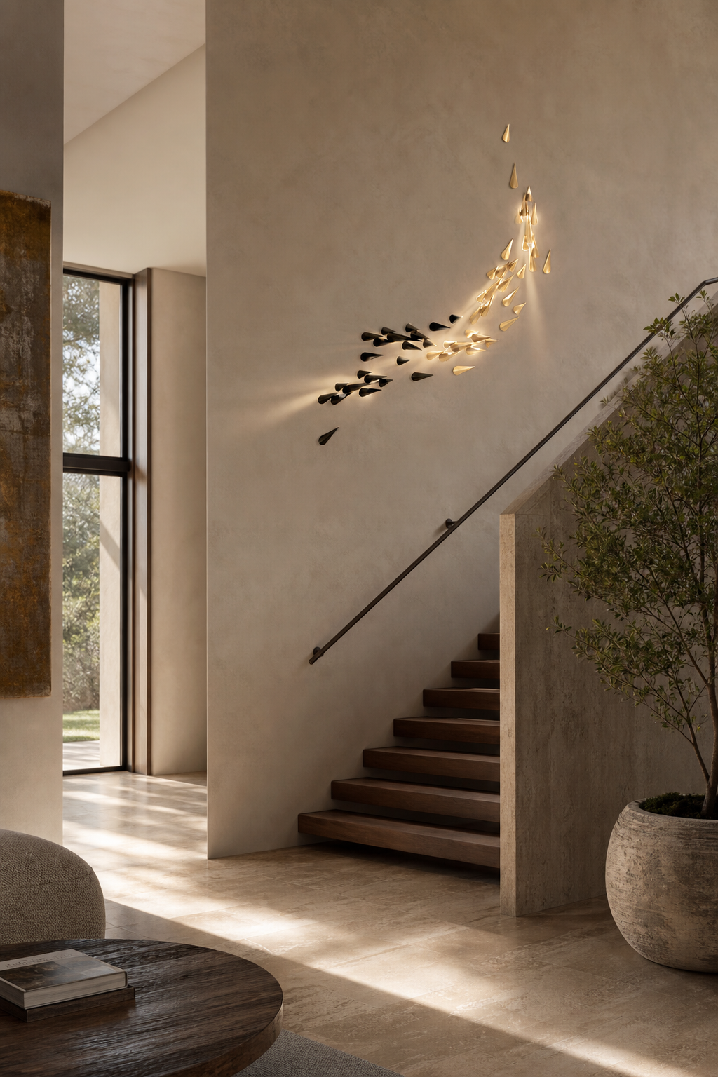 W&F Collection | Anodine Brass Leaf LED Wall Art Sconce