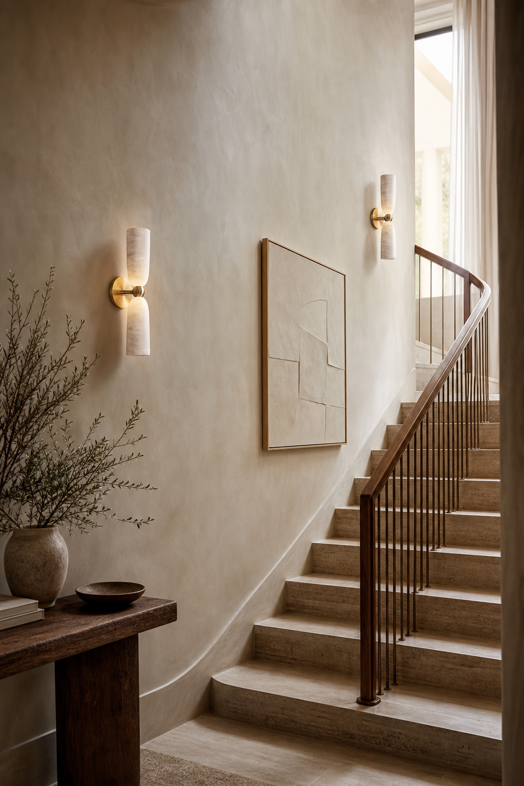 W&F Collection | Double Alabaster Cylinder Wall Sconce
