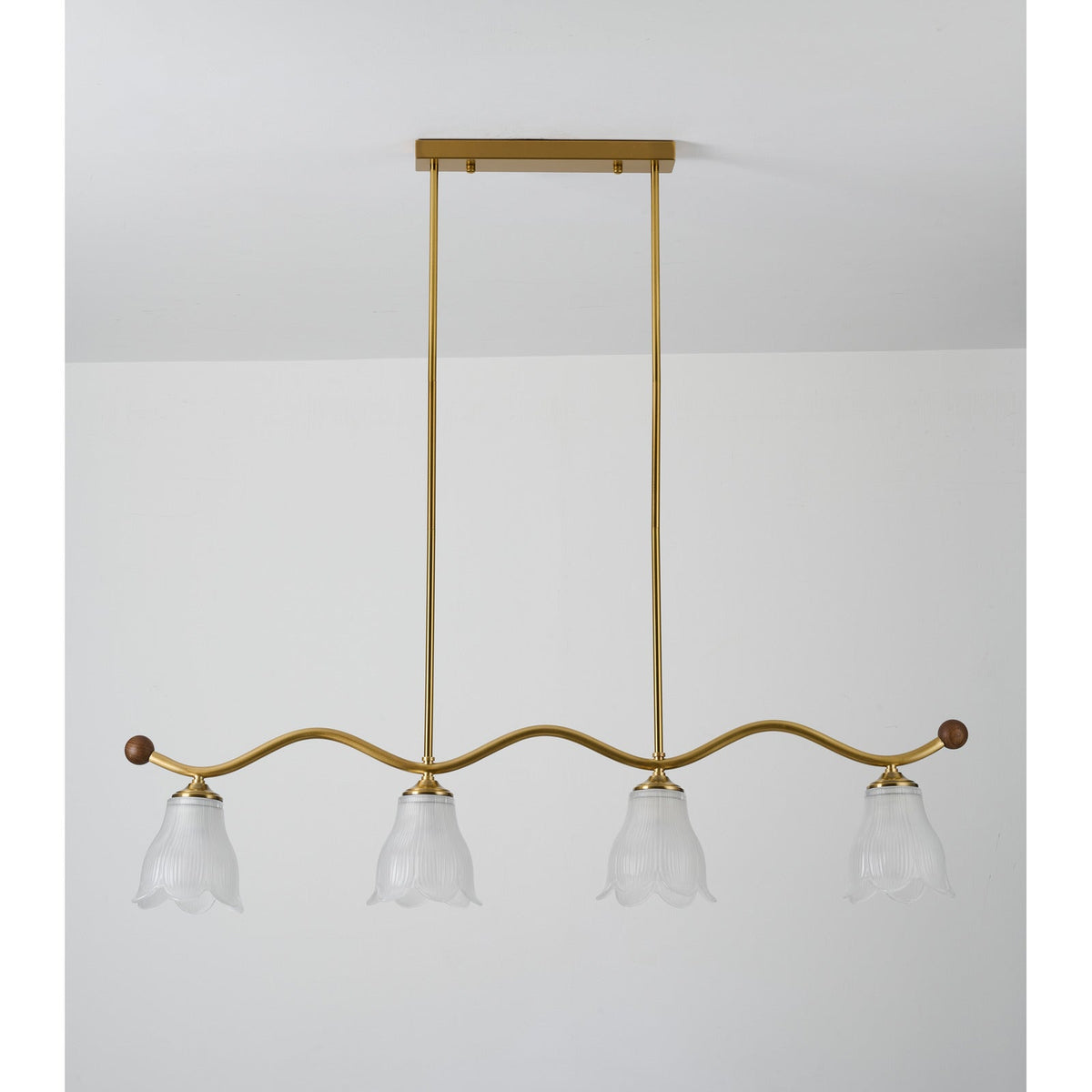 W&F Collection | Bellarune Wave-Bar Ribbed Glass Linear Chandelier