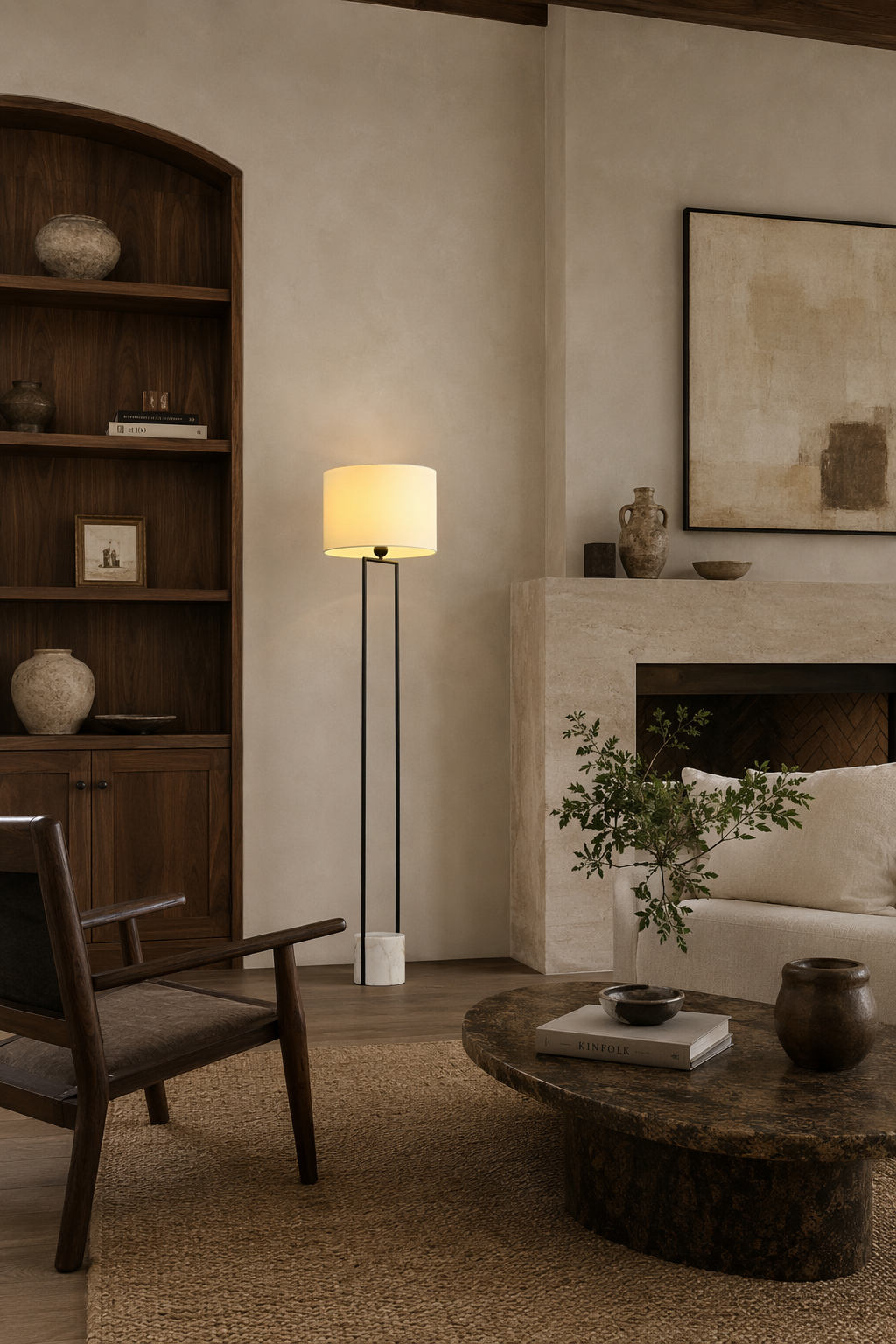 W&F Collection | Double-Rod Floor Lamp with Marble Base