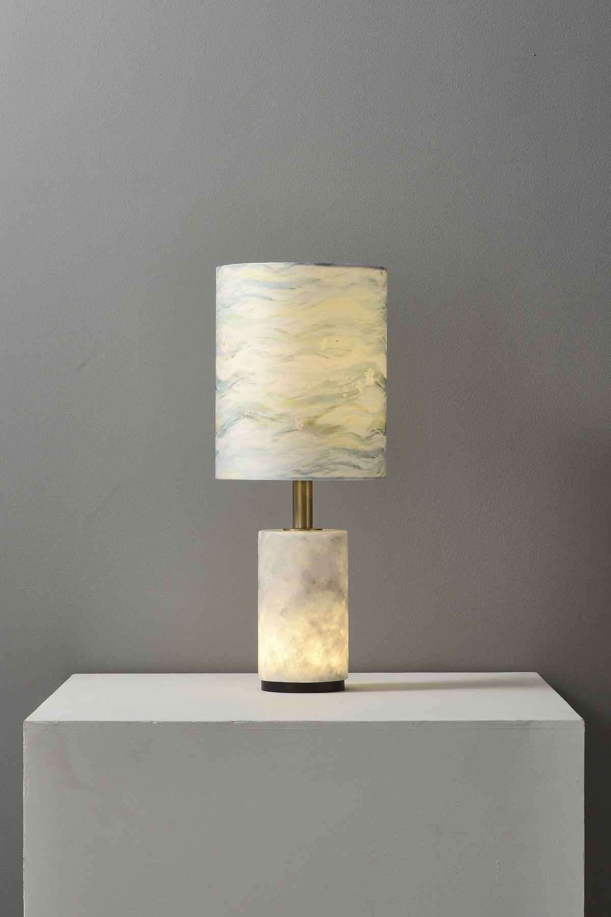 W&F Collection | Brazilian Natural Stone Table Lamp with Fabric Shade