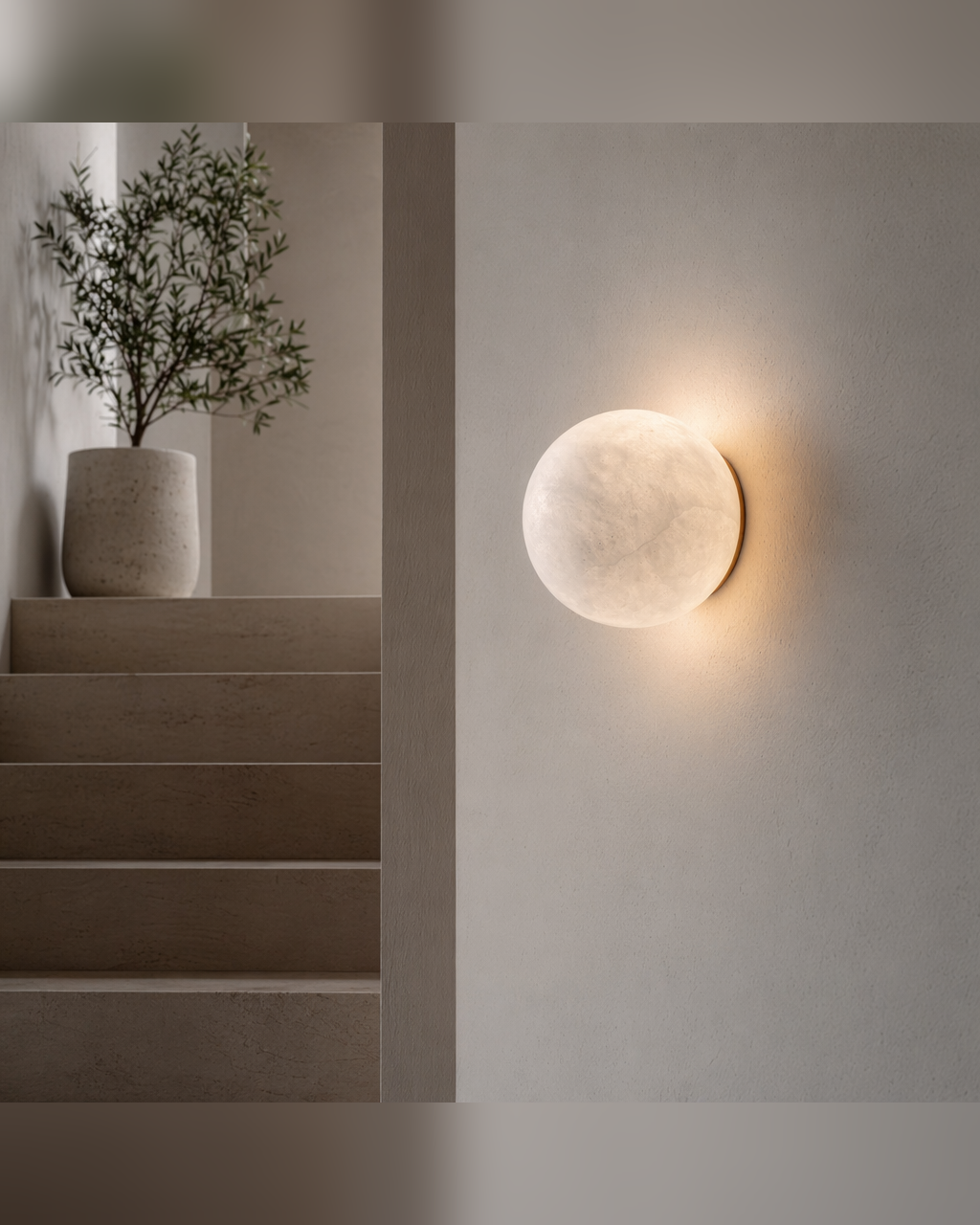 W&F Collection | Alabaster Globe Wall Sconce in Natural Brass, 3 Sizes