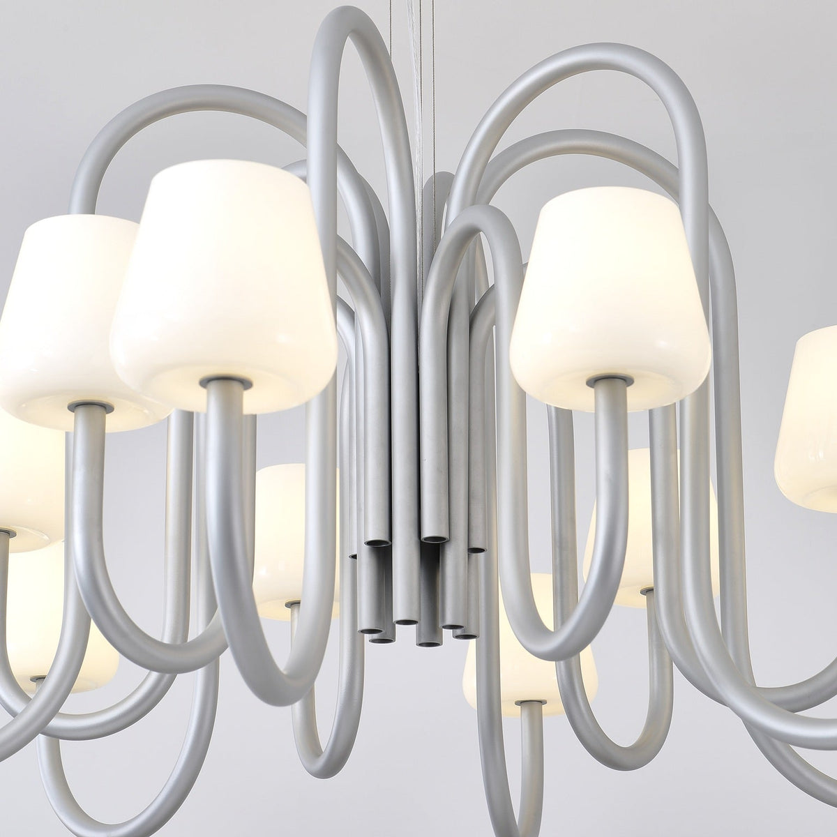 W&F Collection | Apollo Gray Aluminum and Opal Glass Chandelier