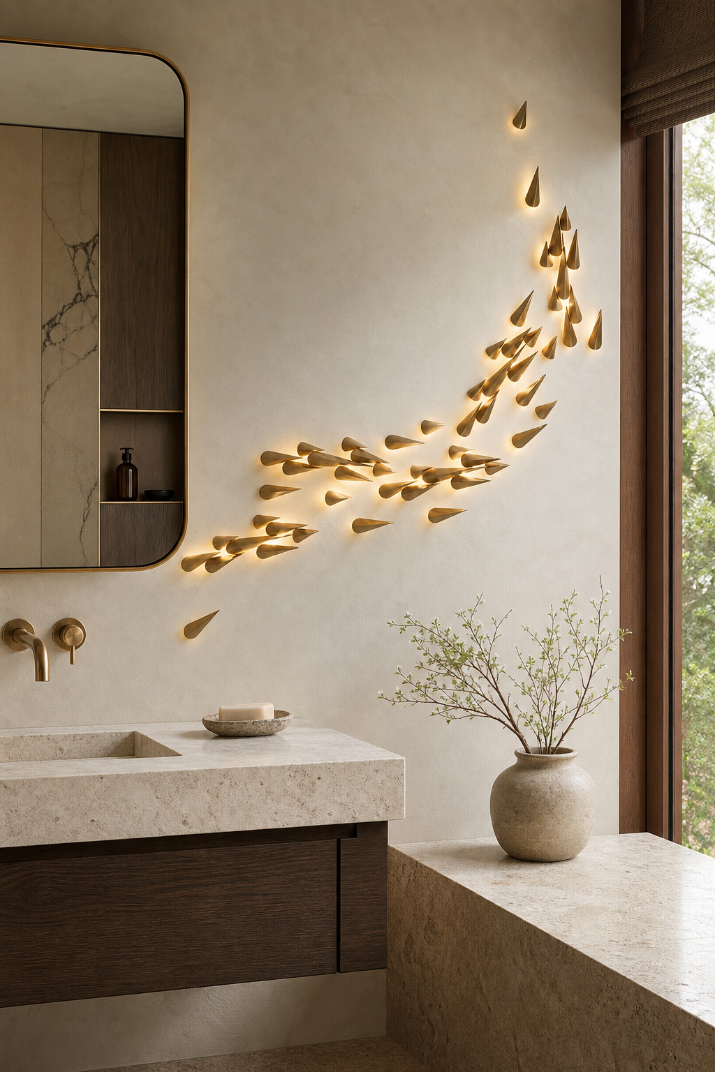 W&F Collection | Anodine Brass Leaf LED Wall Art Sconce