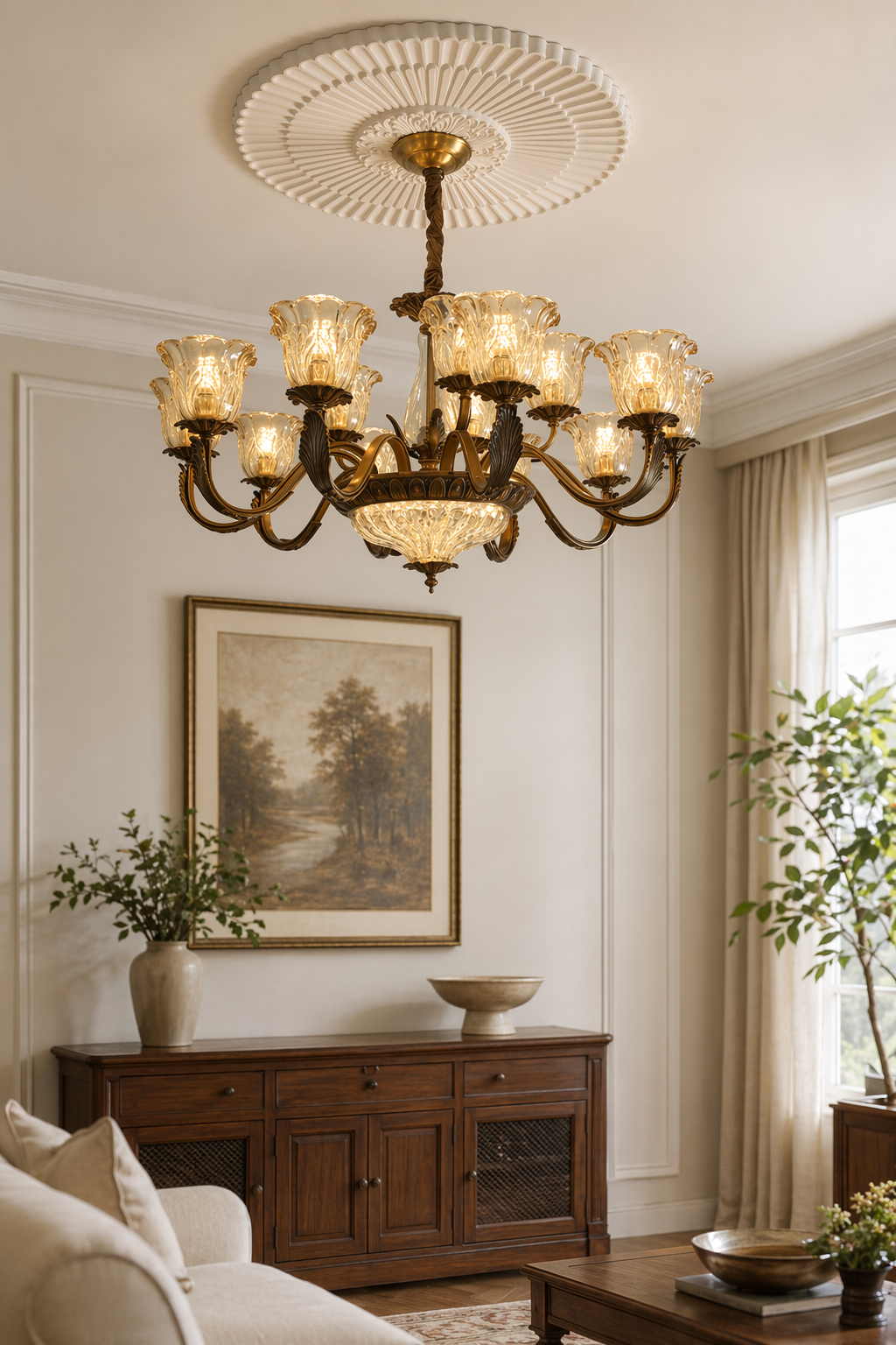 W&F Collection | Baroque Floral Glass Chandelier