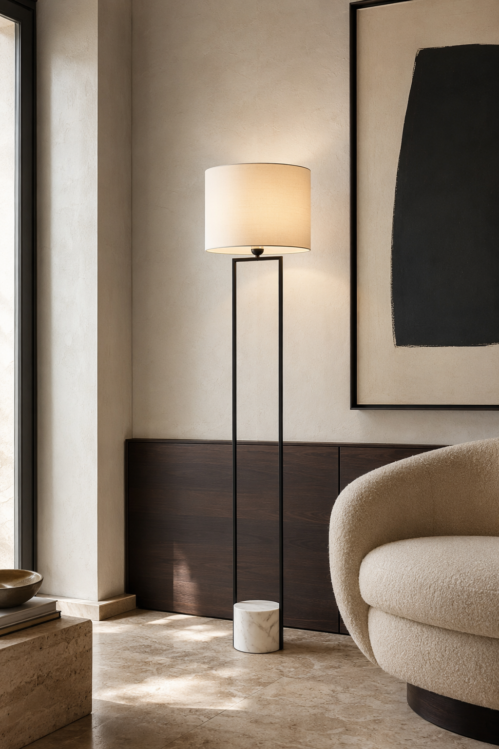 W&F Collection | Double-Rod Floor Lamp with Marble Base