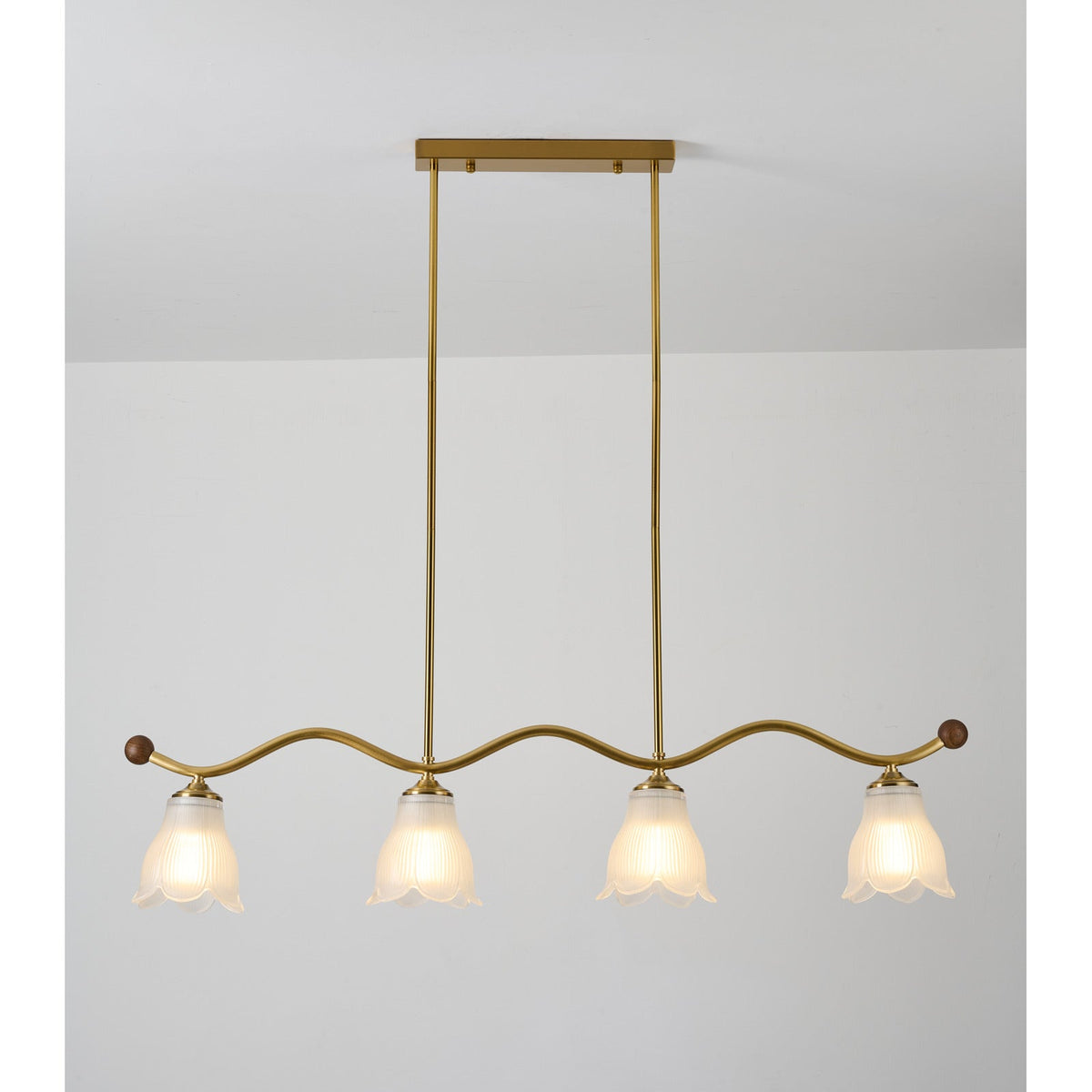 W&F Collection | Bellarune Wave-Bar Ribbed Glass Linear Chandelier