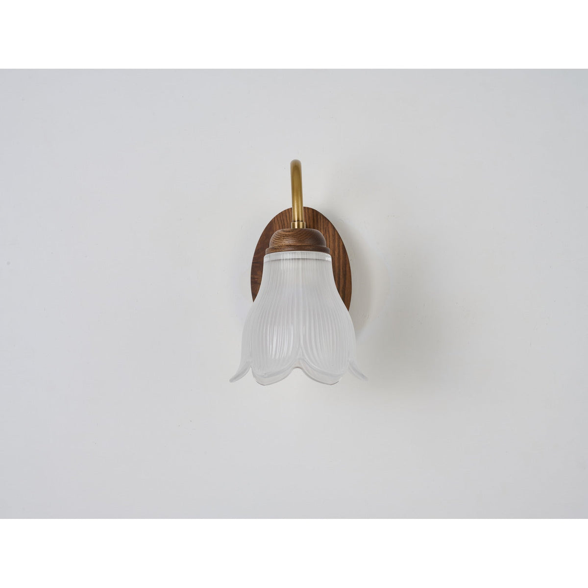 W&F Collection | Bellarune Ribbed Bell Glass and Walnut Wall Sconce