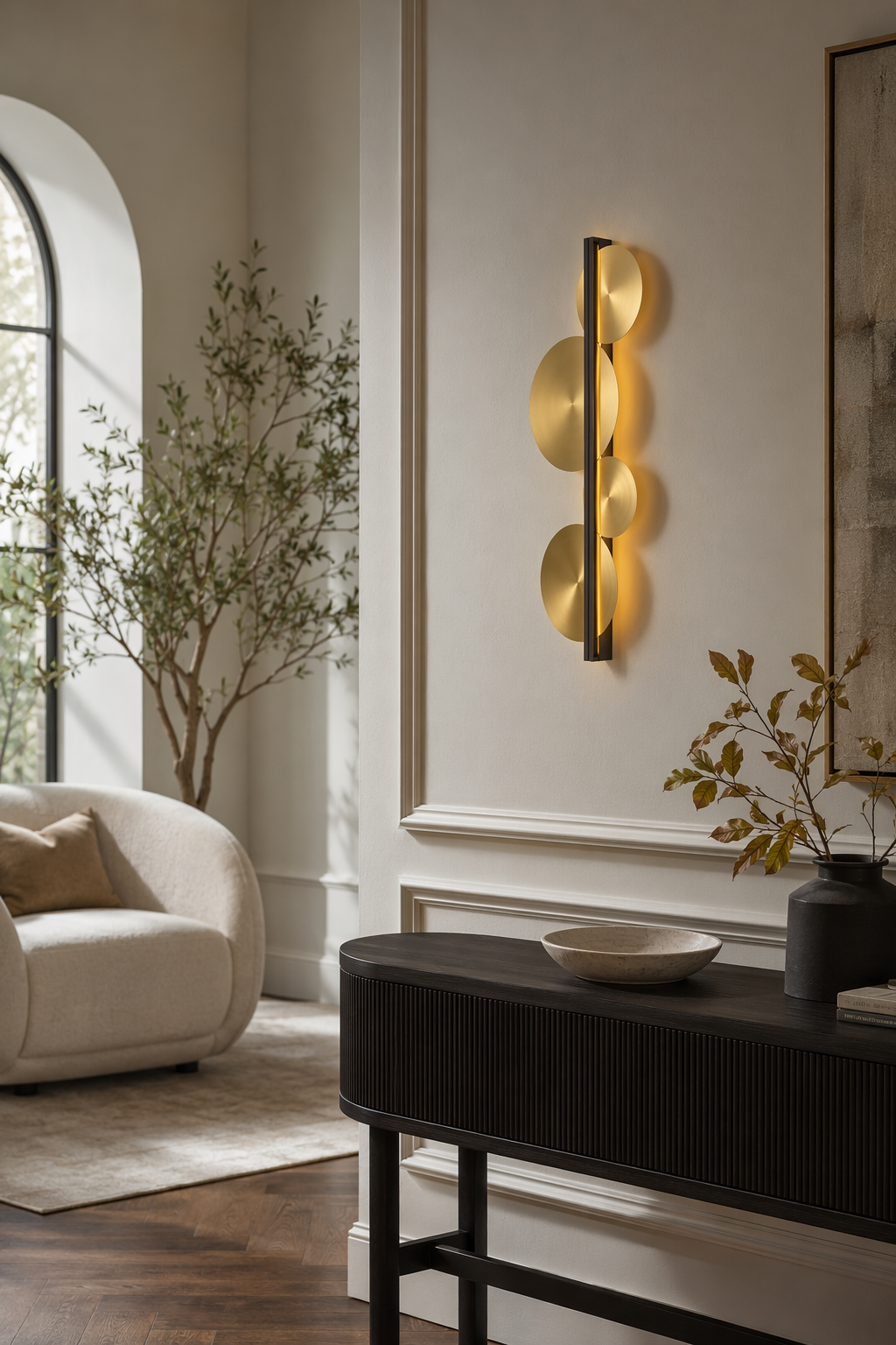 W&F Collection | Brass Disc LED Wall Sconce