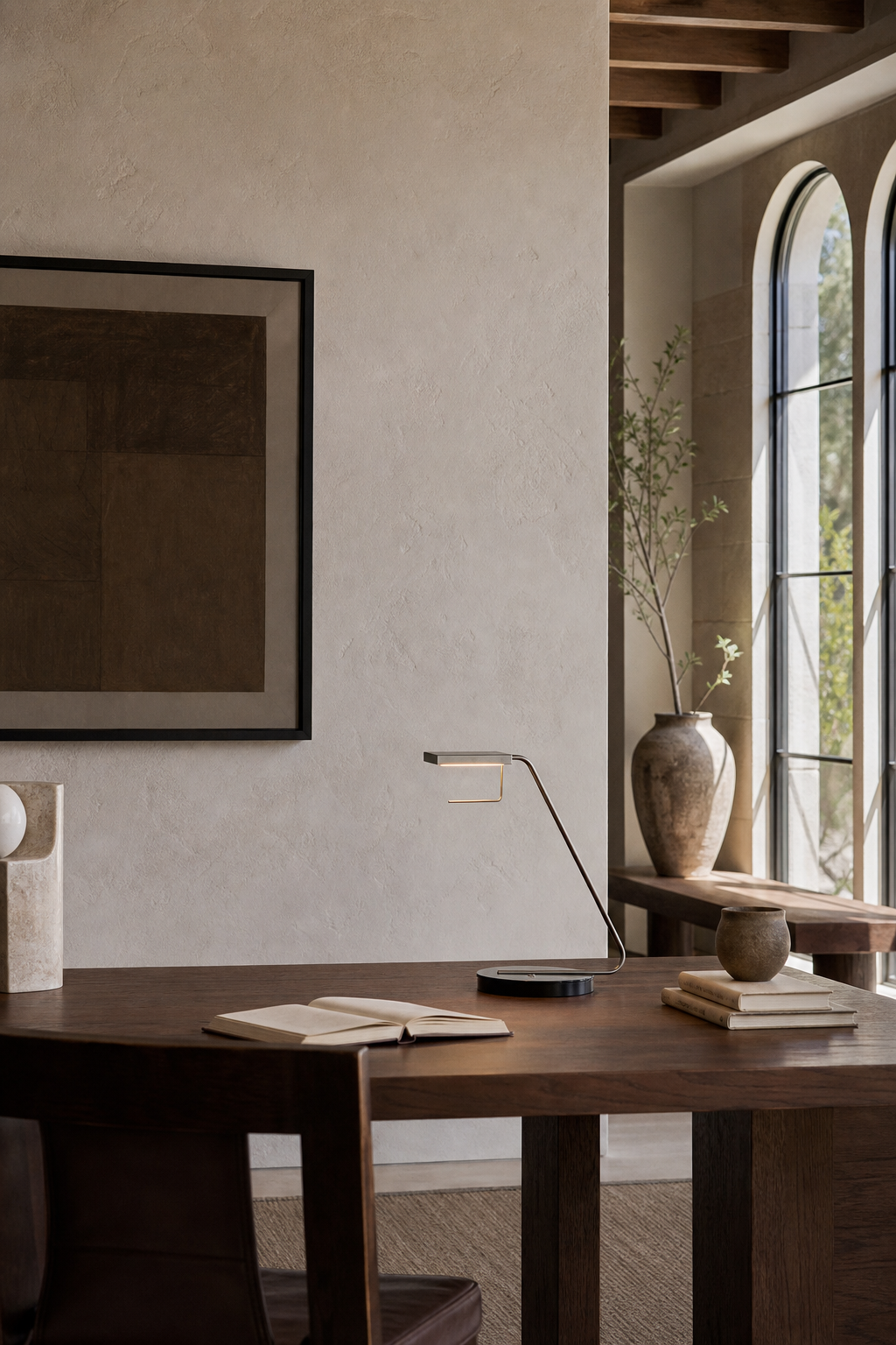 W&F Collection | Antique Brass Marble LED Table Lamp