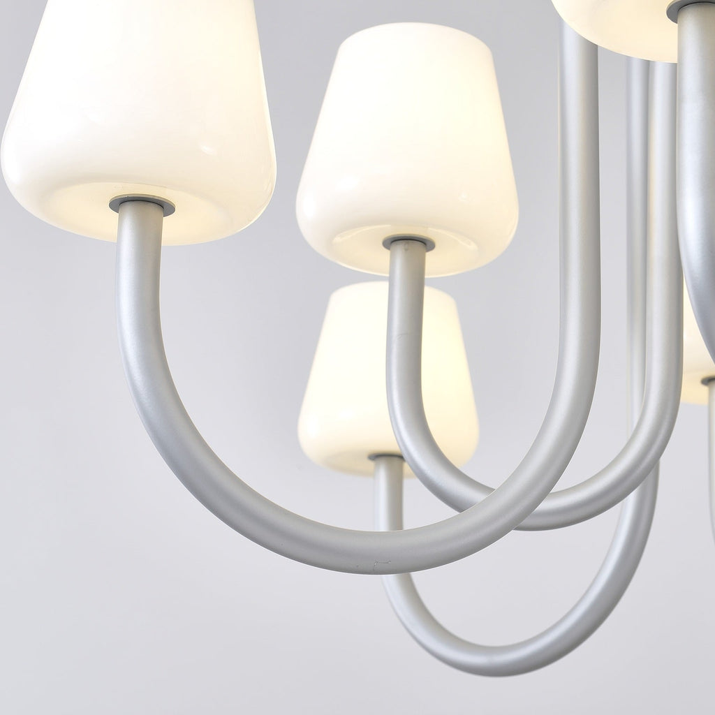 W&F Collection | Apollo Gray Aluminum and Opal Glass Chandelier