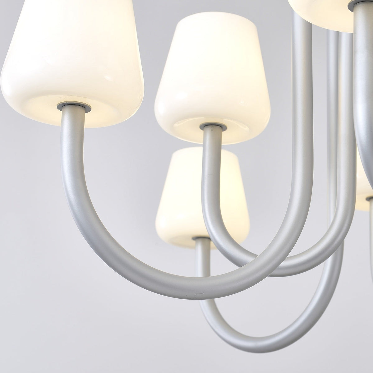 W&F Collection | Apollo Gray Aluminum and Opal Glass Chandelier