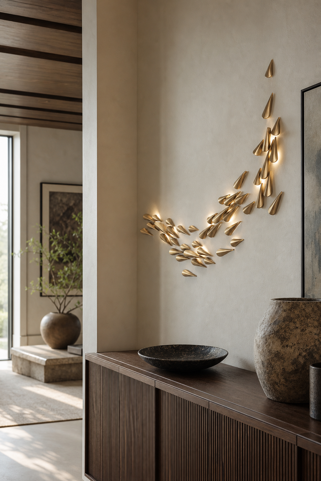 W&F Collection | Anodine Brass Leaf LED Wall Art Sconce