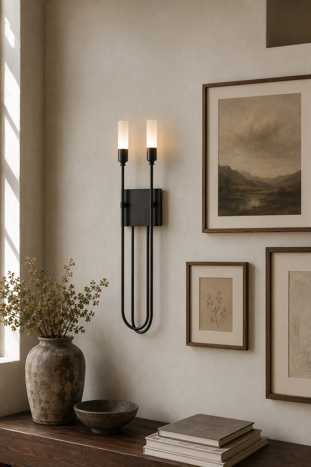 W&F Collection | Double Arrow Brass and Acrylic Wall Sconce