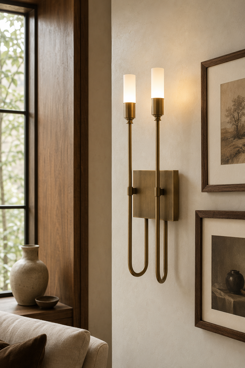W&F Collection | Double Arrow Brass and Acrylic Wall Sconce