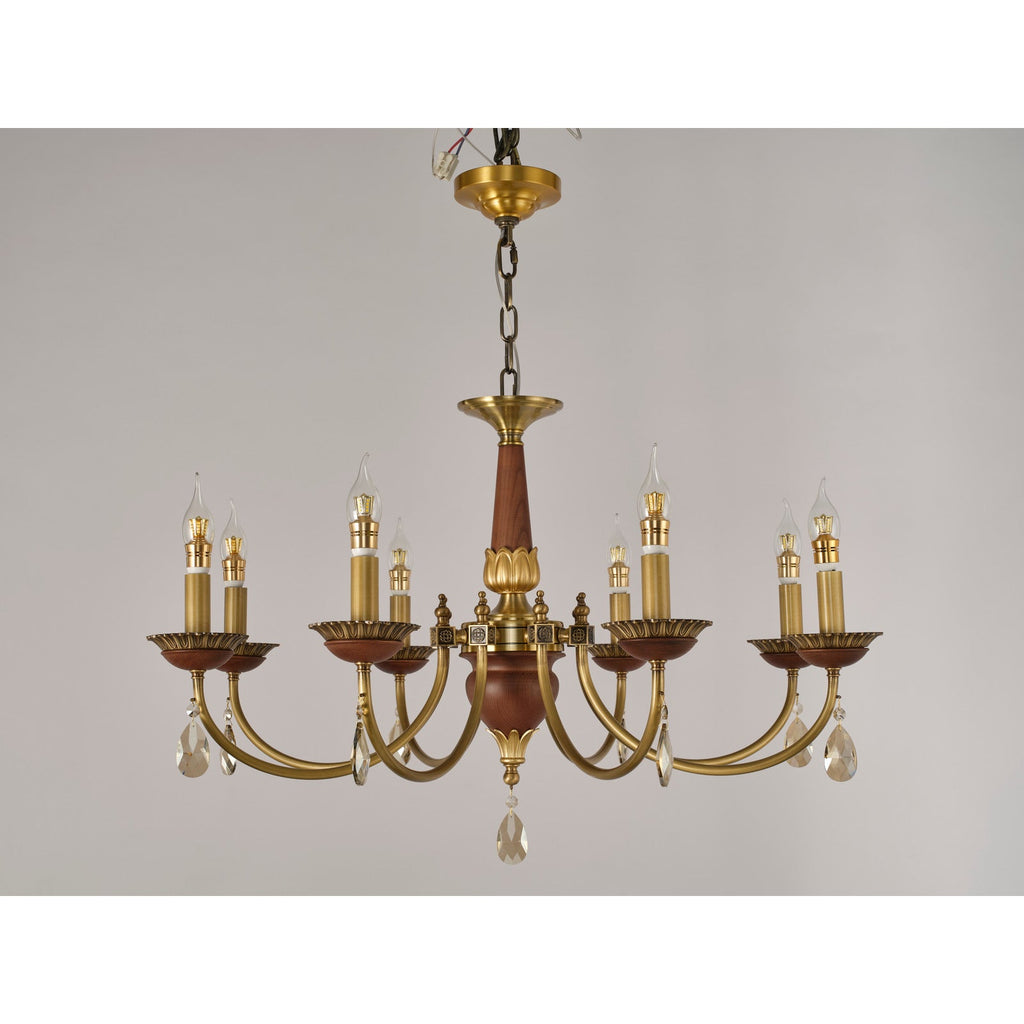 W&F Collection | Candelis Candle-Style Wood and Crystal Chandelier