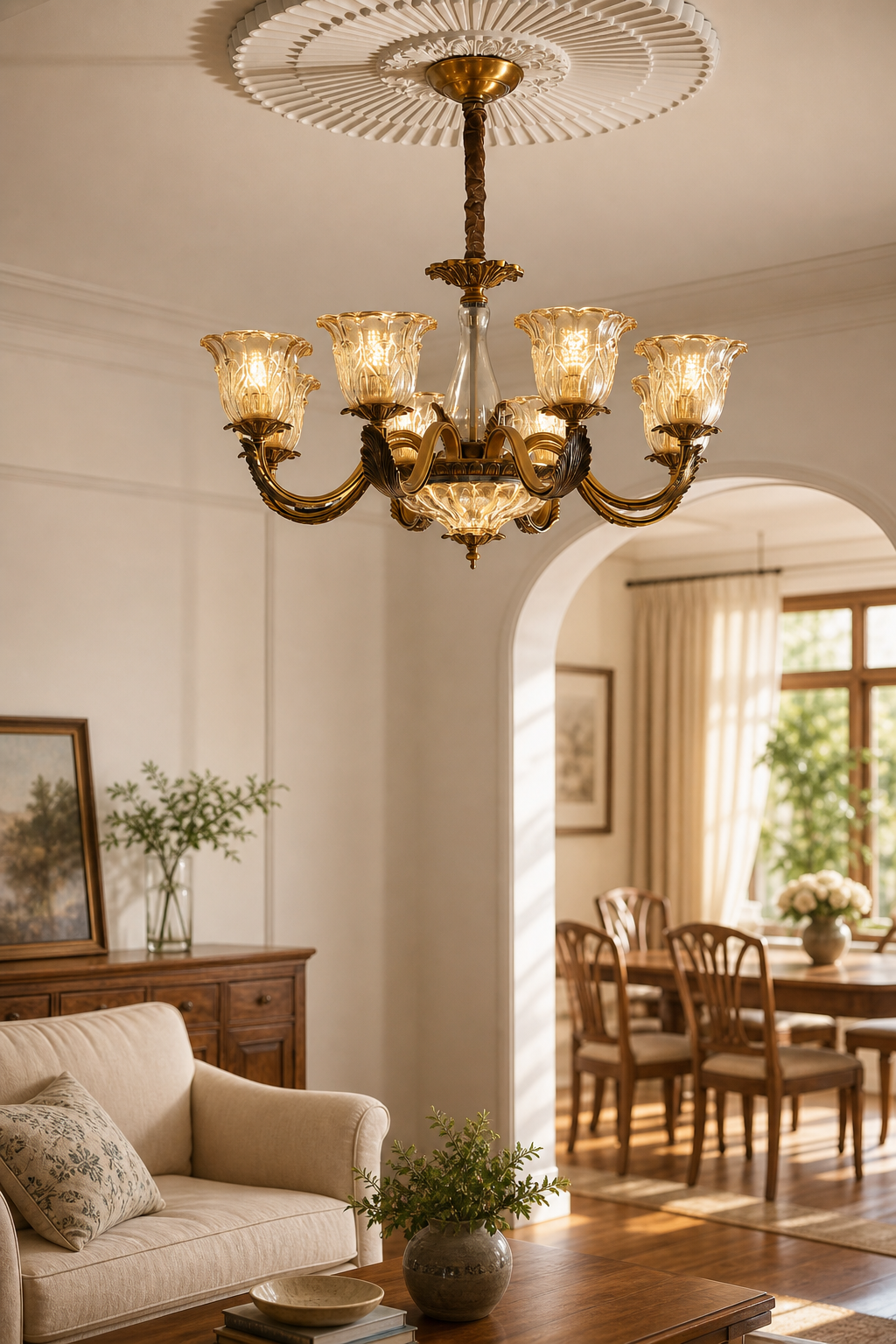 W&F Collection | Baroque Floral Glass Chandelier