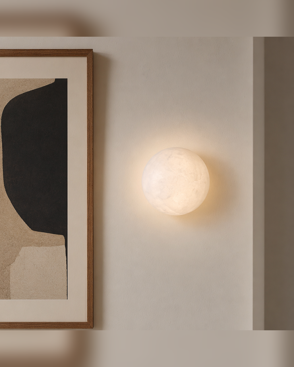 W&F Collection | Alabaster Globe Wall Sconce in Natural Brass, 3 Sizes