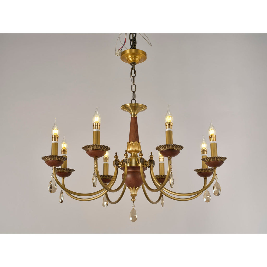 W&F Collection | Candelis Candle-Style Wood and Crystal Chandelier