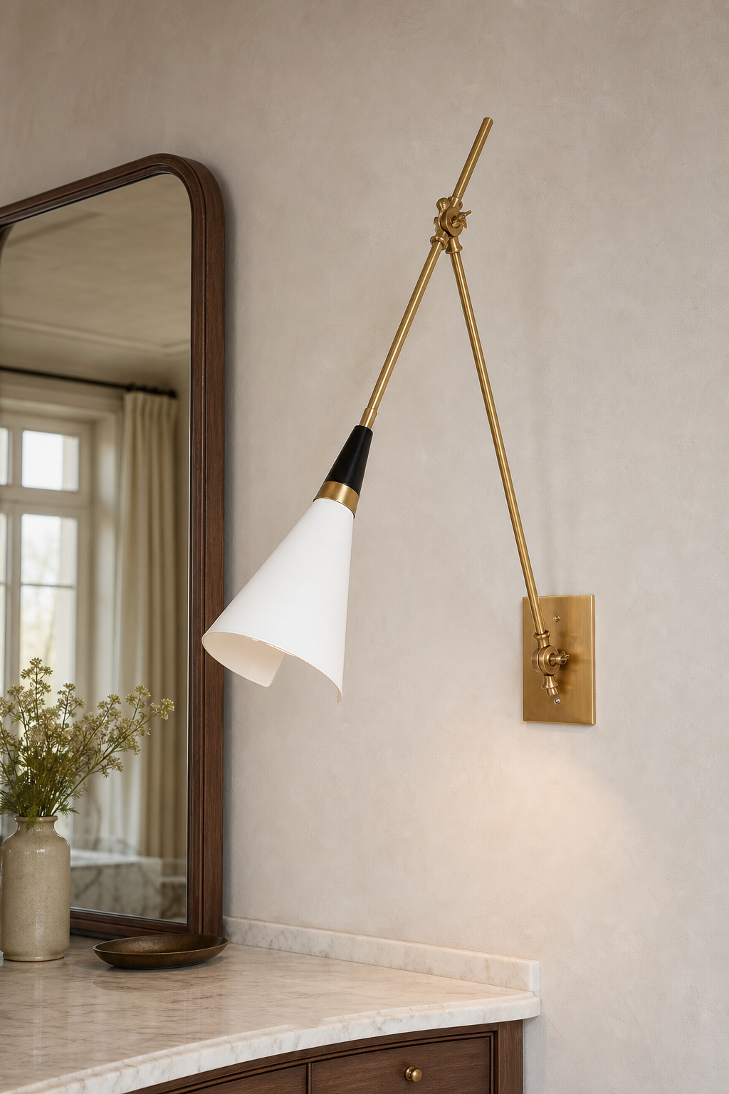 W&F Collection | Adjustable Brass Wall Sconce