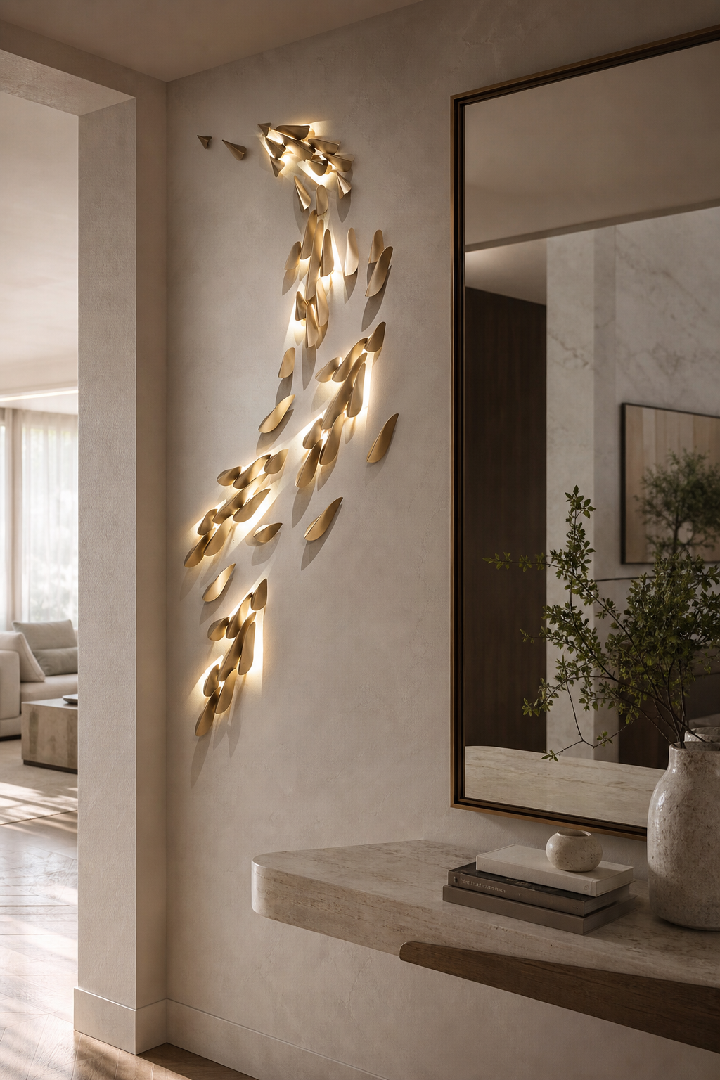 W&F Collection | Anodine Brass Leaf LED Wall Art Sconce