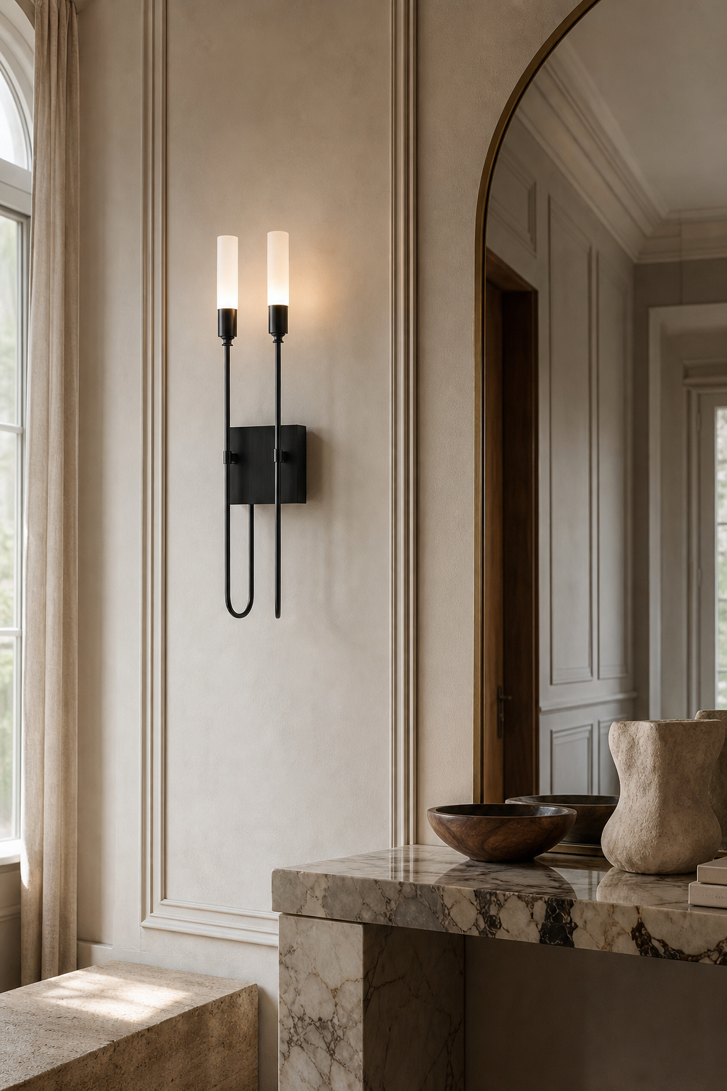W&F Collection | Double Arrow Brass and Acrylic Wall Sconce