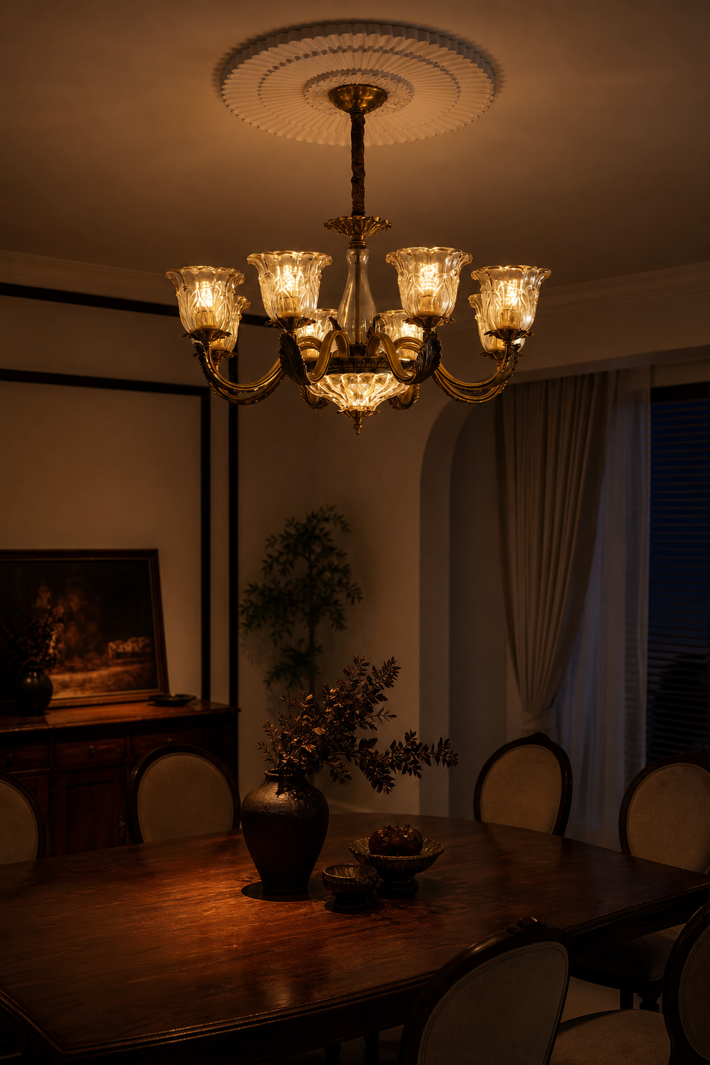 W&F Collection | Baroque Floral Glass Chandelier
