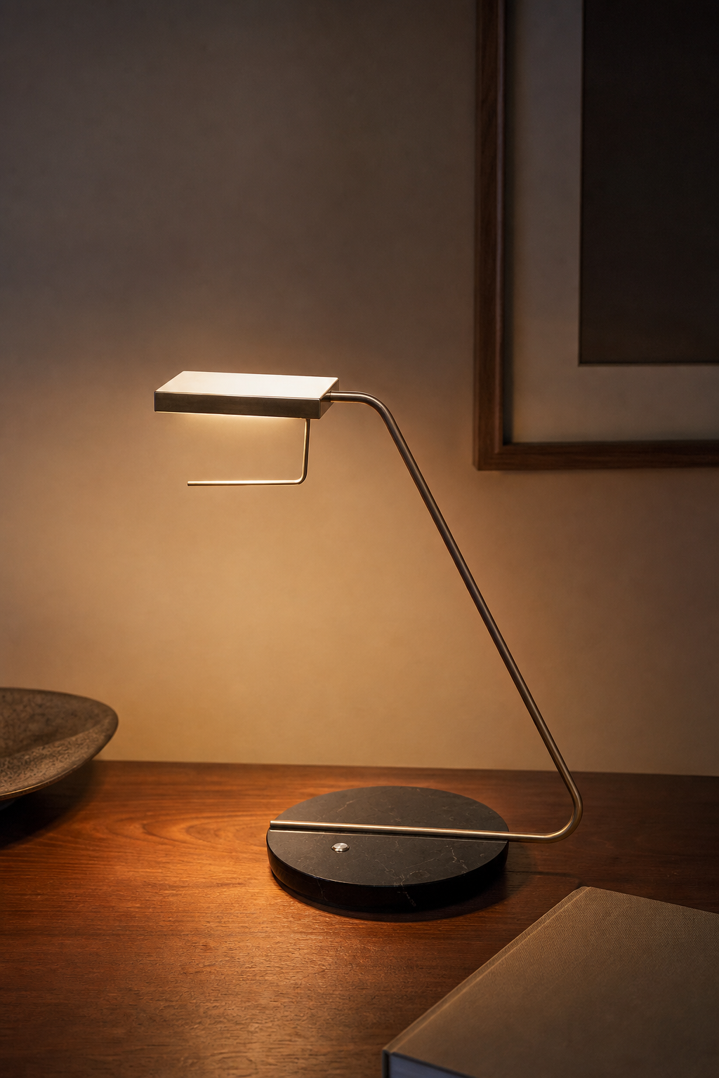 W&F Collection | Antique Brass Marble LED Table Lamp