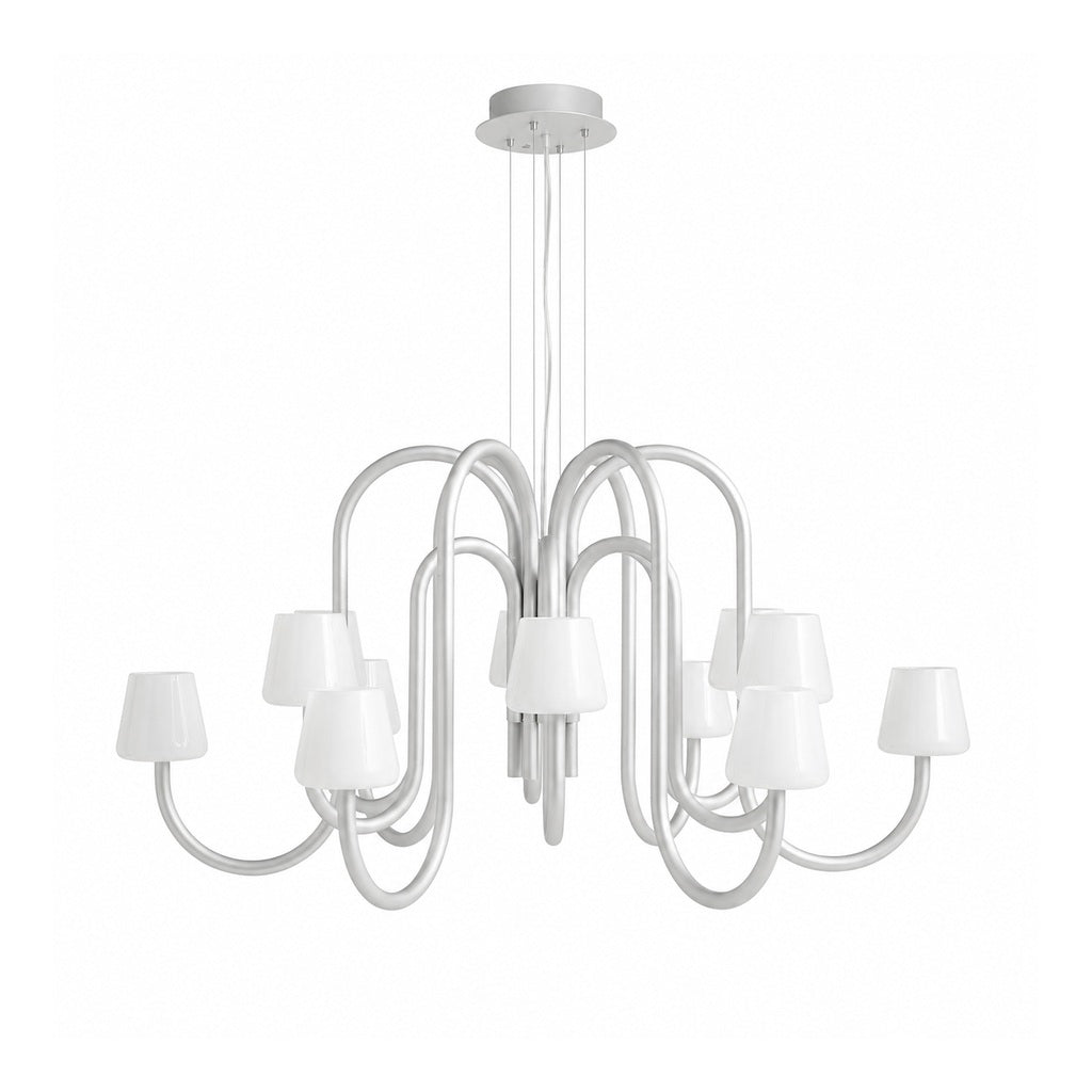 W&F Collection | Apollo Gray Aluminum and Opal Glass Chandelier