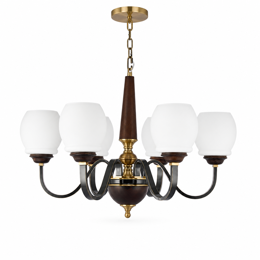 W&F Collection | Caldwell Rounded Opal Glass Chandelier