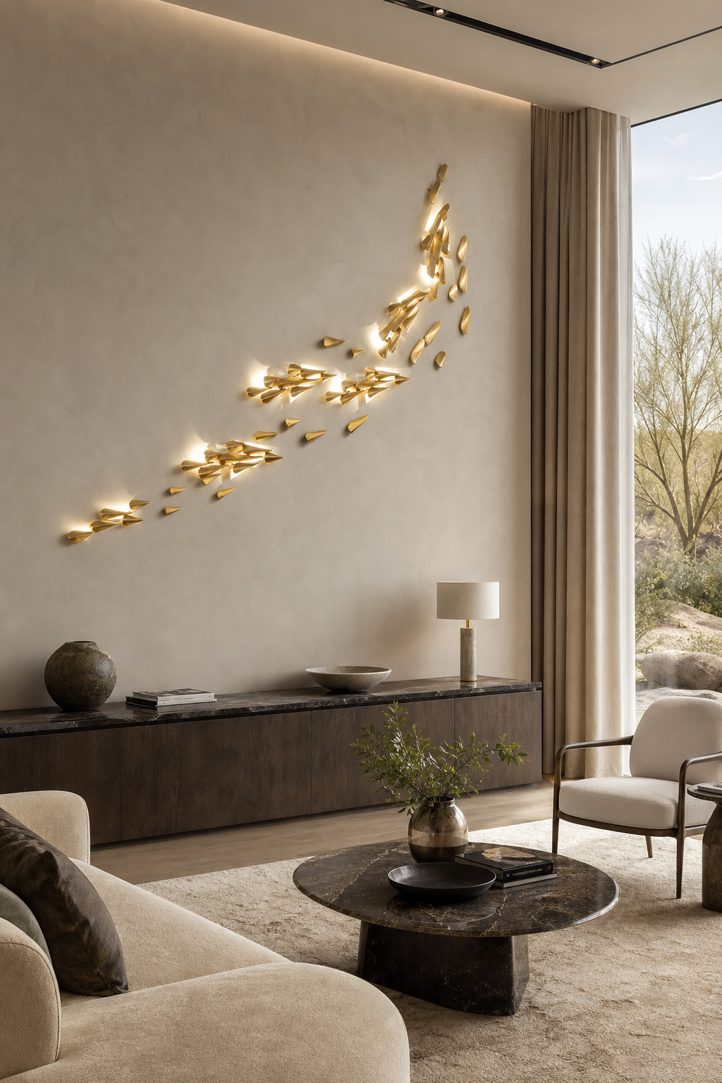 W&F Collection | Anodine Brass Leaf LED Wall Art Sconce