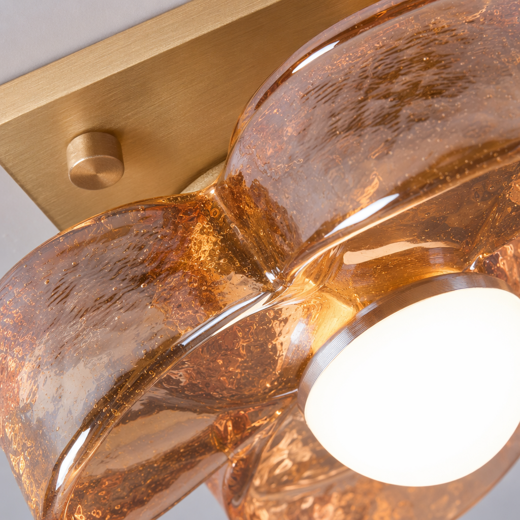 W&F Collection | 4-Light Amber Glass Flush Mount Ceiling Light