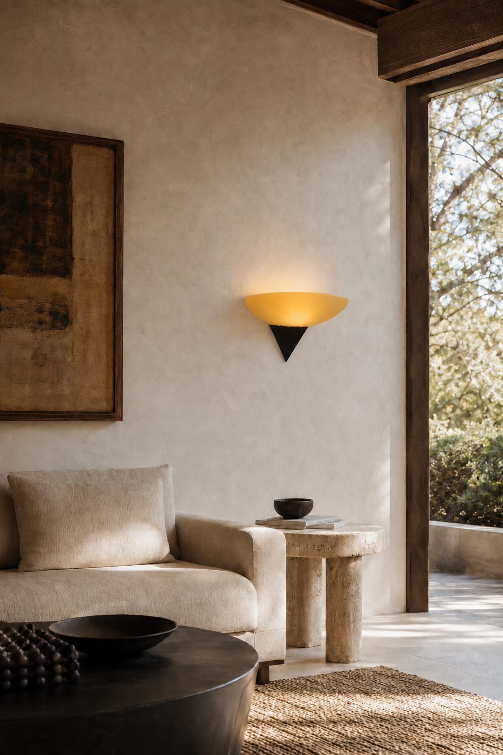 W&F Collection | Asymmetric Acid-Washed Glass Wall Sconce