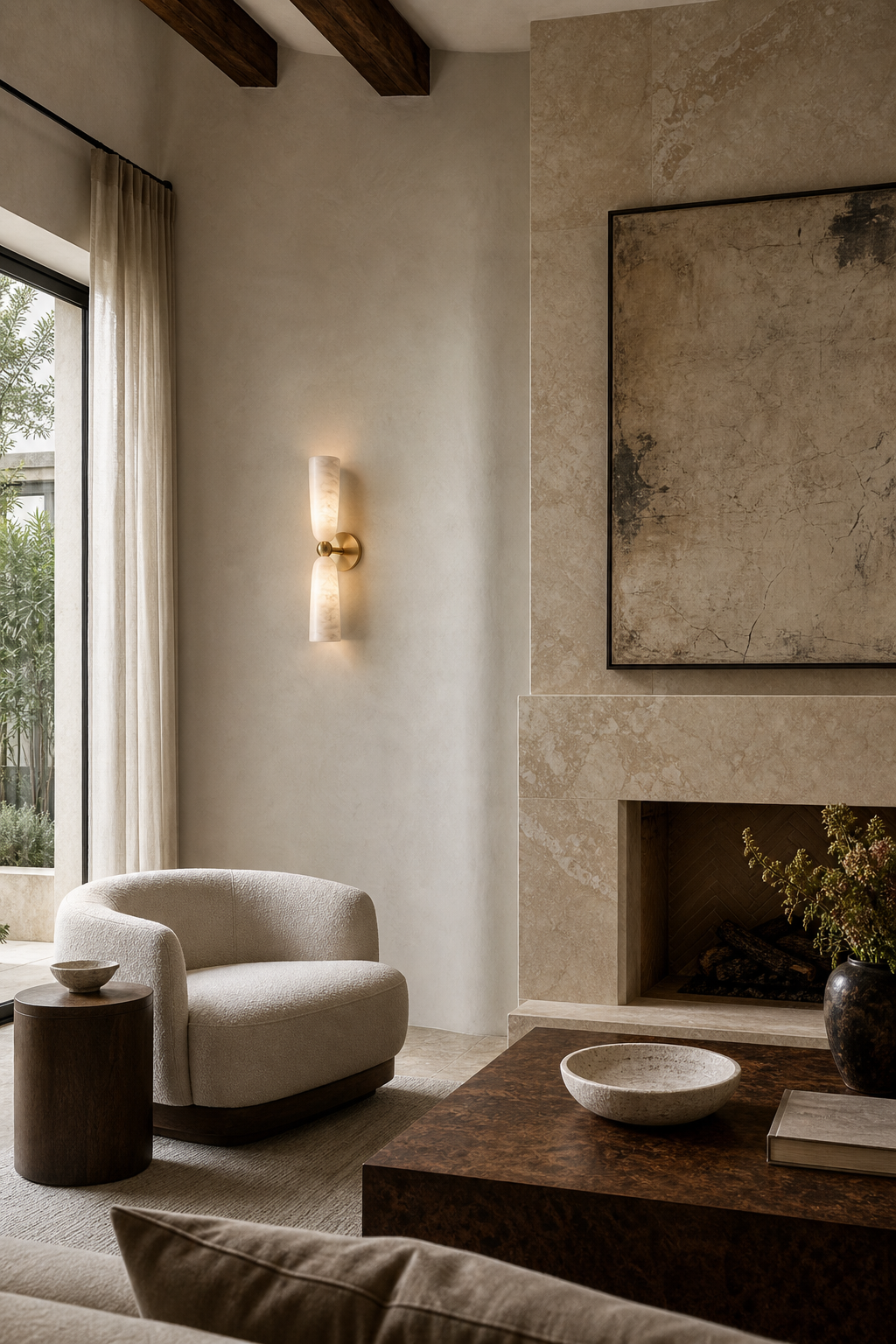 W&F Collection | Double Alabaster Cylinder Wall Sconce
