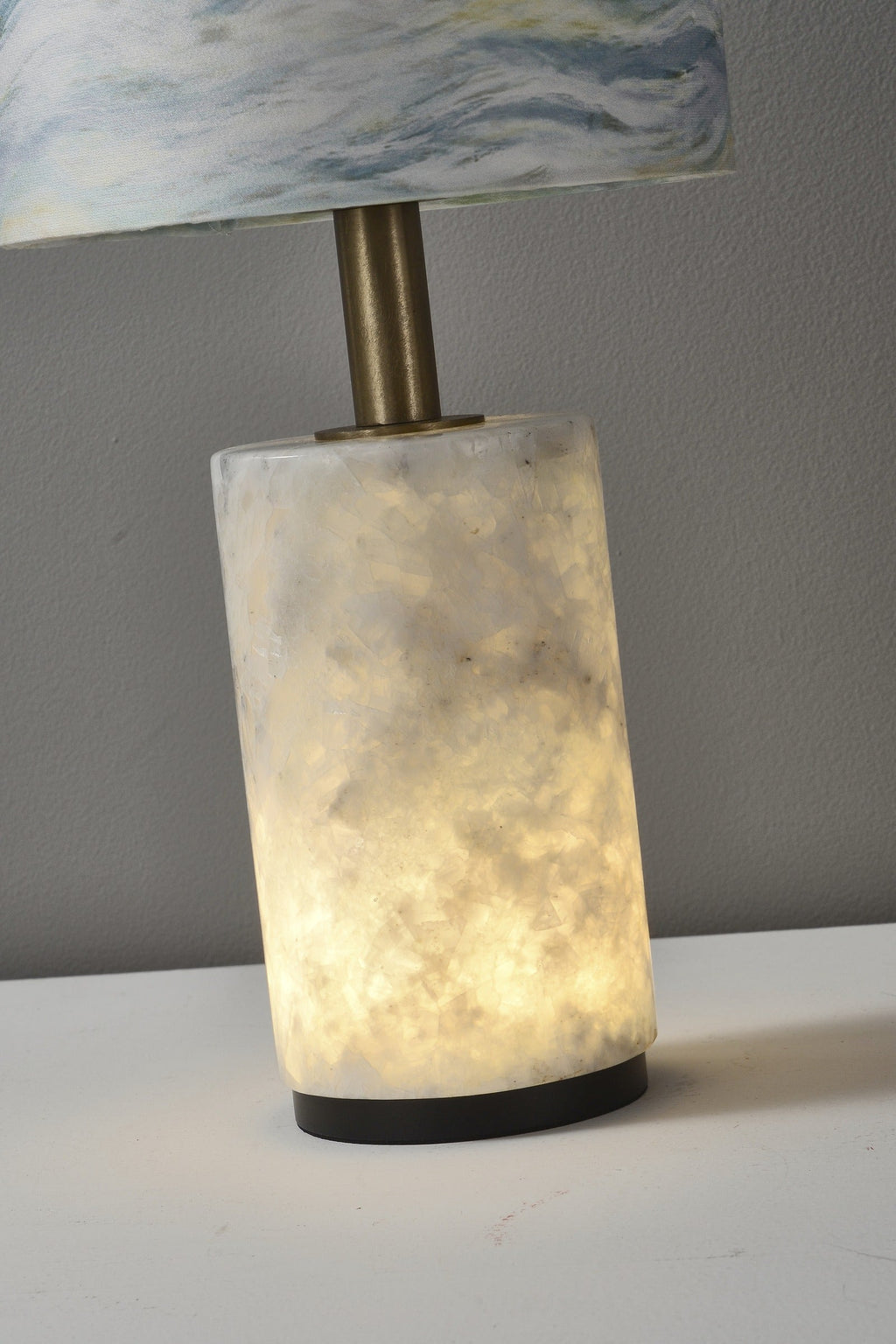 W&F Collection | Brazilian Natural Stone Table Lamp with Fabric Shade