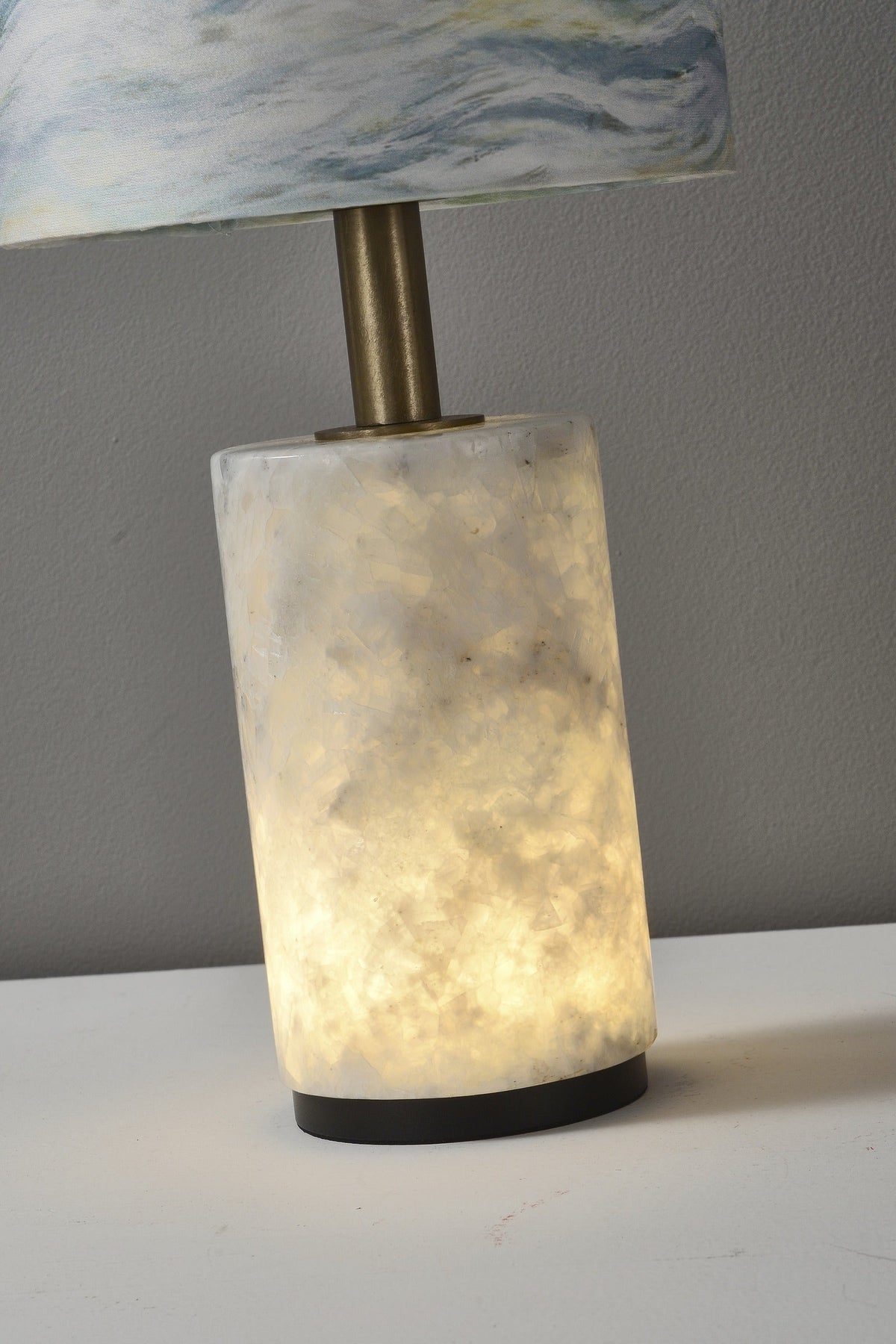 W&F Collection | Brazilian Natural Stone Table Lamp with Fabric Shade