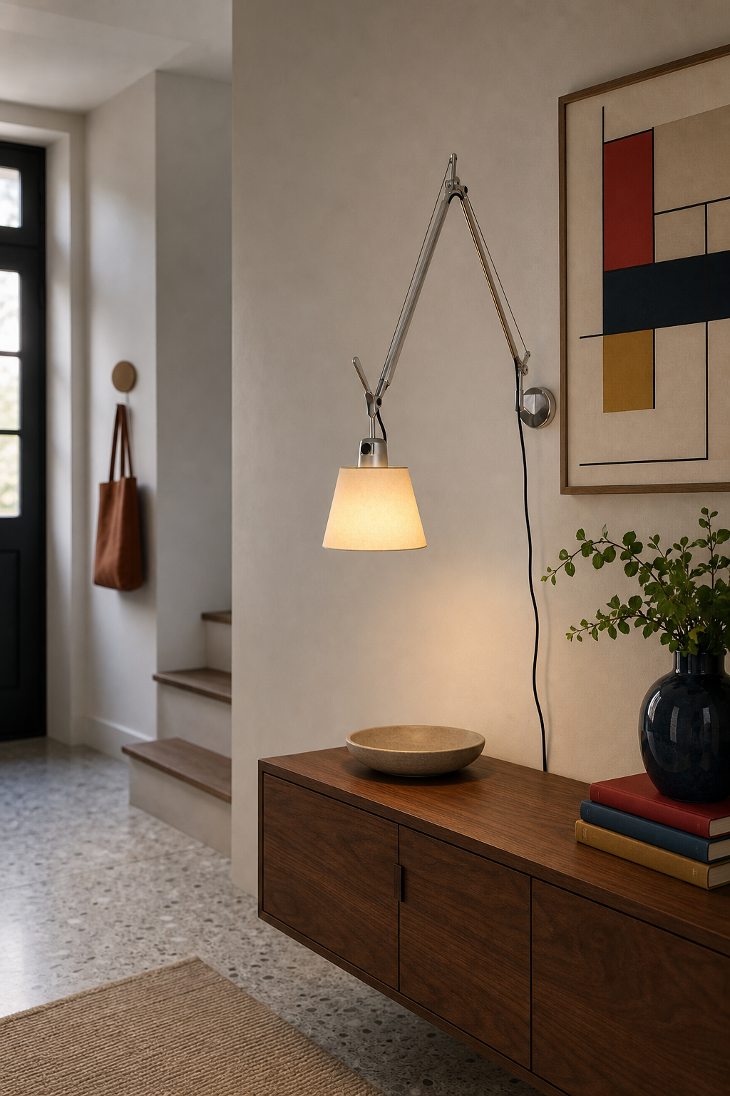 W&F Collection | Bauhaus Adjustable Parchment Swing Arm Wall Light