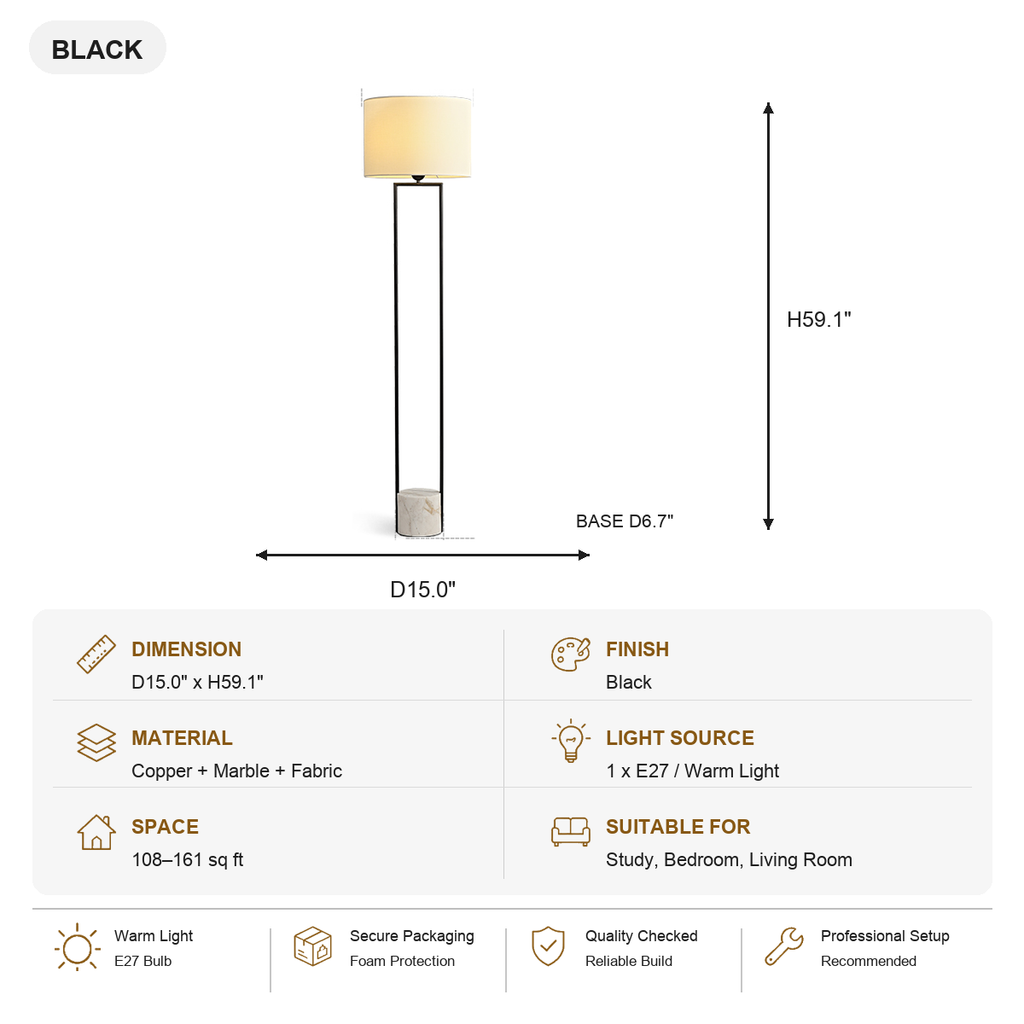 W&F Collection | Double-Rod Floor Lamp with Marble Base
