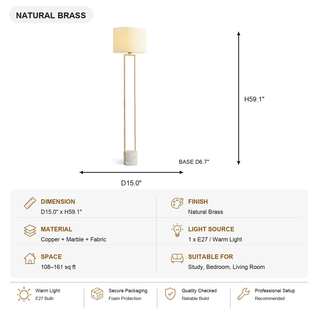 W&F Collection | Double-Rod Floor Lamp with Marble Base