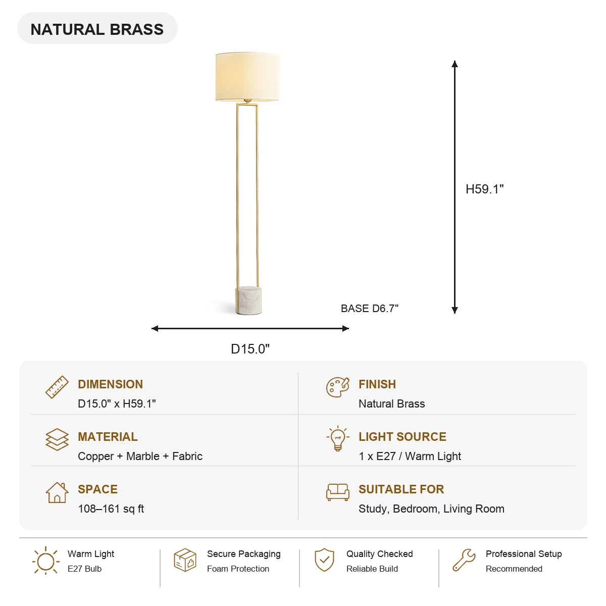 W&F Collection | Double-Rod Floor Lamp with Marble Base