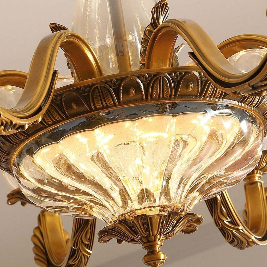 W&F Collection | Antique Brass Fluted Glass Chandelier