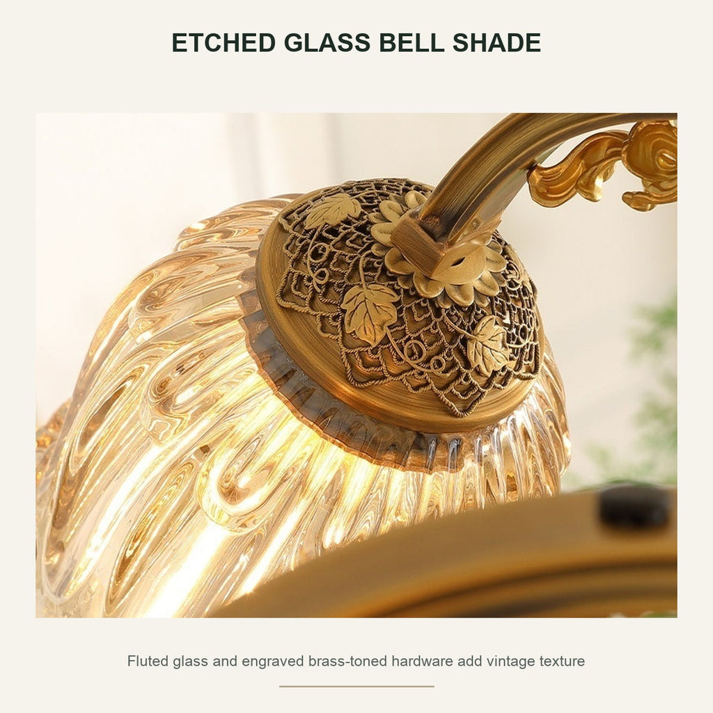 W&F Collection | Classic American Brass Floral Crystal Ceiling Lamp