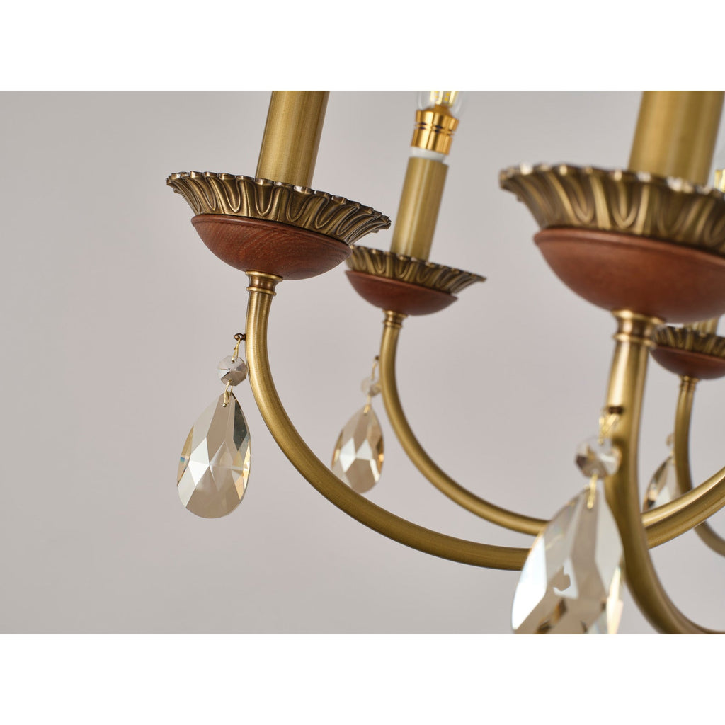 W&F Collection | Candelis Candle-Style Wood and Crystal Chandelier