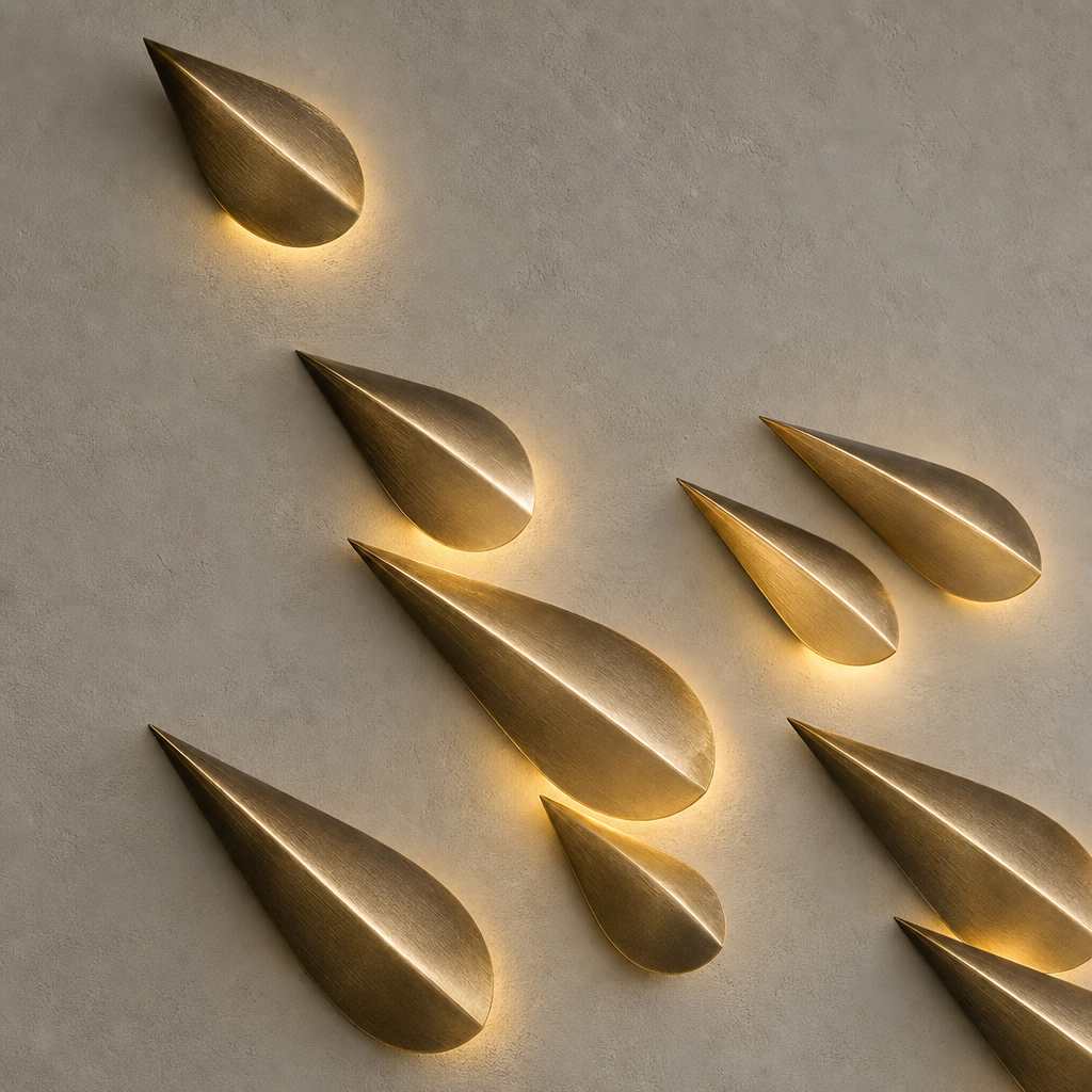 W&F Collection | Anodine Brass Leaf LED Wall Art Sconce