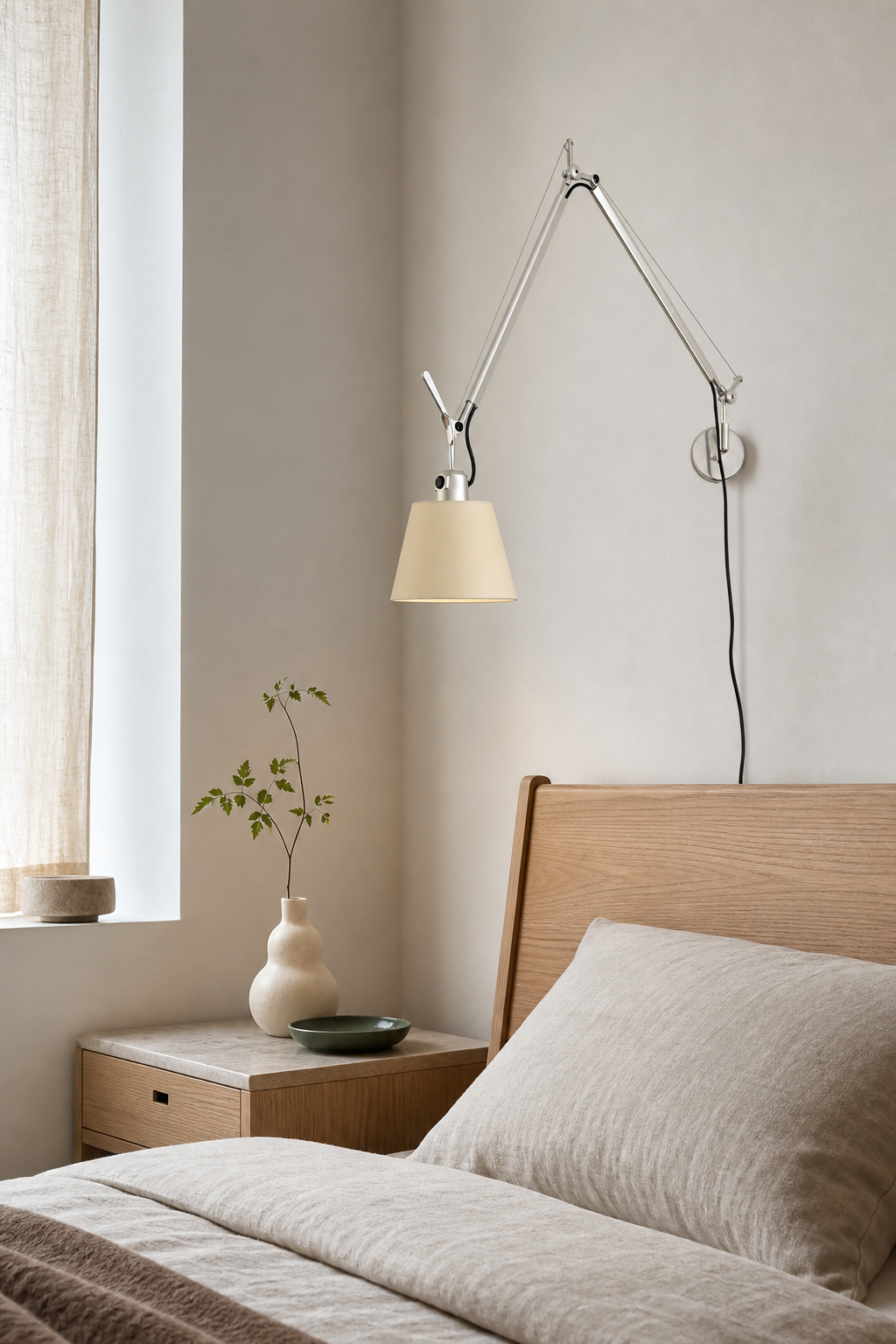 W&F Collection | Bauhaus Adjustable Parchment Swing Arm Wall Light