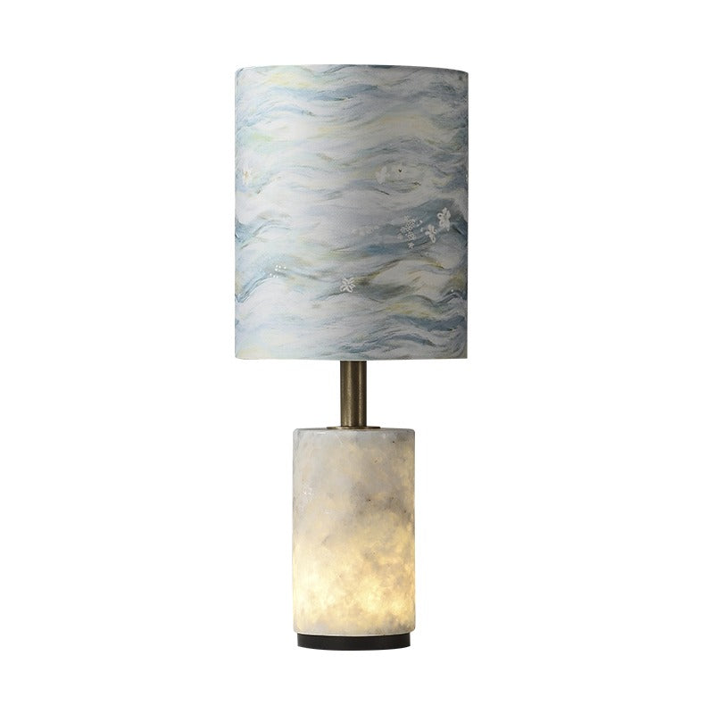 W&F Collection | Brazilian Natural Stone Table Lamp with Fabric Shade