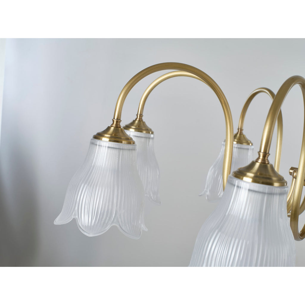 W&F Collection | Bellarune Ribbed Bell Glass and Walnut Chandelier