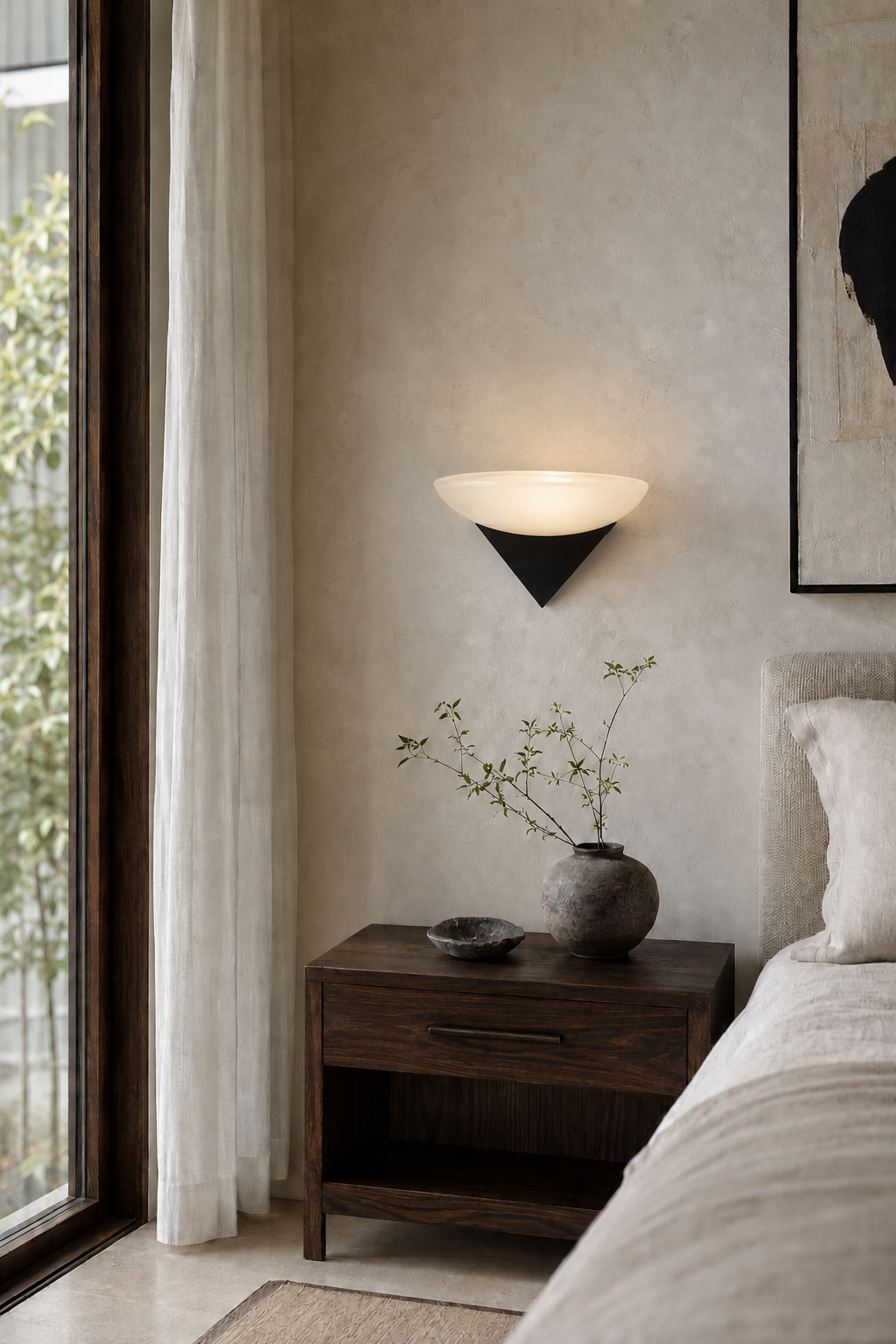 W&F Collection | Asymmetric Acid-Washed Glass Wall Sconce